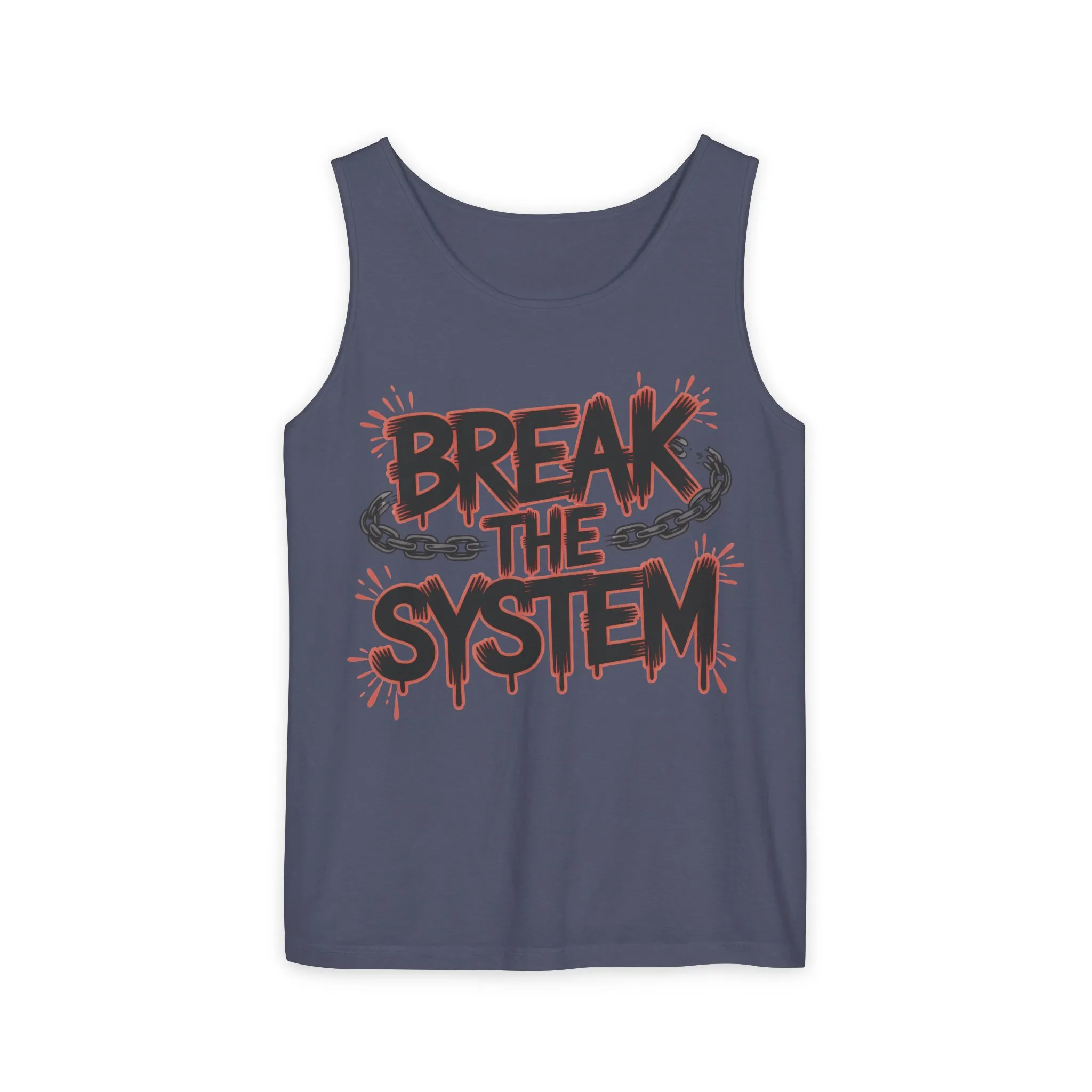 Men's Garment-Dyed Tank Top, Break the System Tank Top, Graphic Protest Muscle Tee, Streetwear Activist Summer Top - Image 20