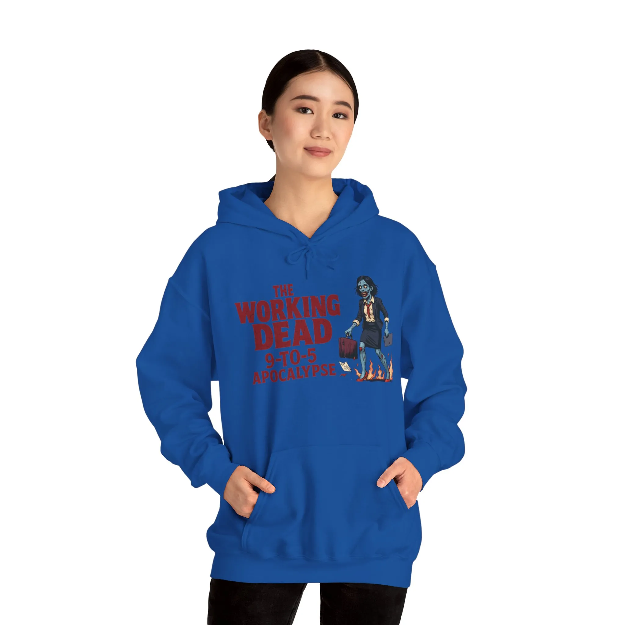 The Working Dead 9-to-5 Apocalypse Hoodie, Women's Horror Office Zombie Sweatshirt, Halloween Zombie Top, Halloween Work Top - Image 27