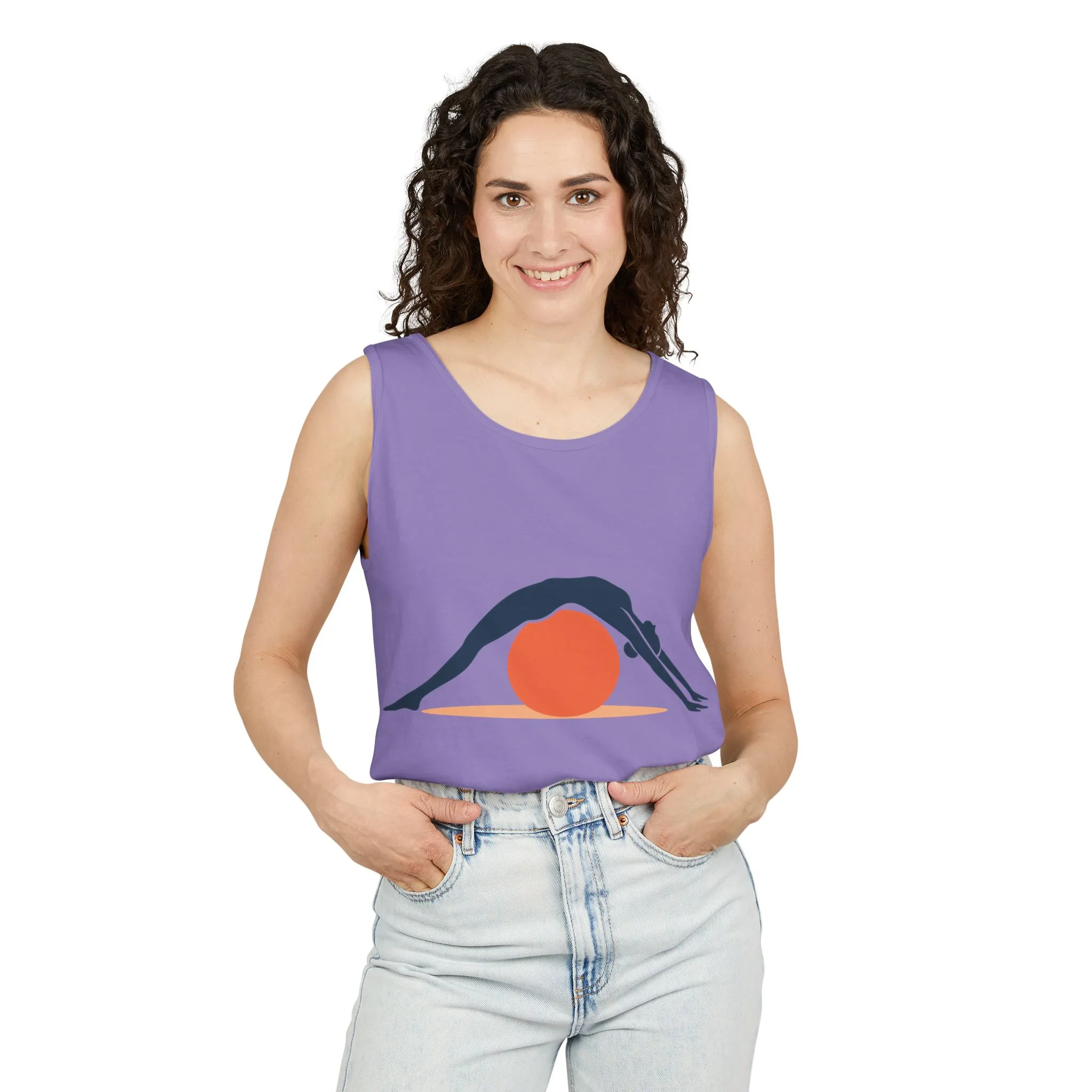 Womens Garment-Dyed Tank Top, Womens Pilates Tank Top, Yoga Fitness Graphic Top, Cute Workout Activewear Shirt - Image 26