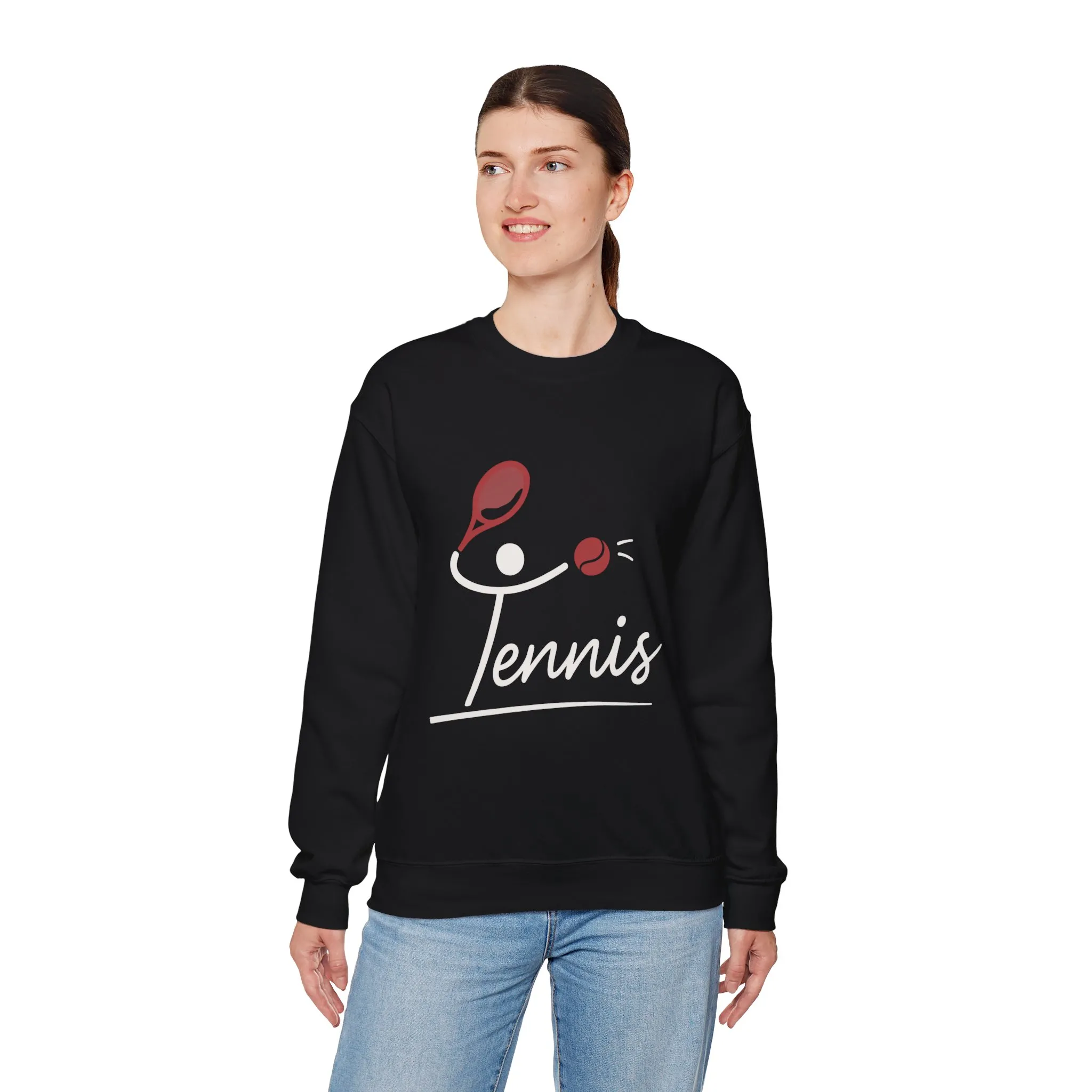 Womens Heavy Blend™ Crewneck Sweatshirt, Womens Tennis Sweatshirt, Cute Sports Graphic Pullover, Workout Gym Activewear Top - Image 8