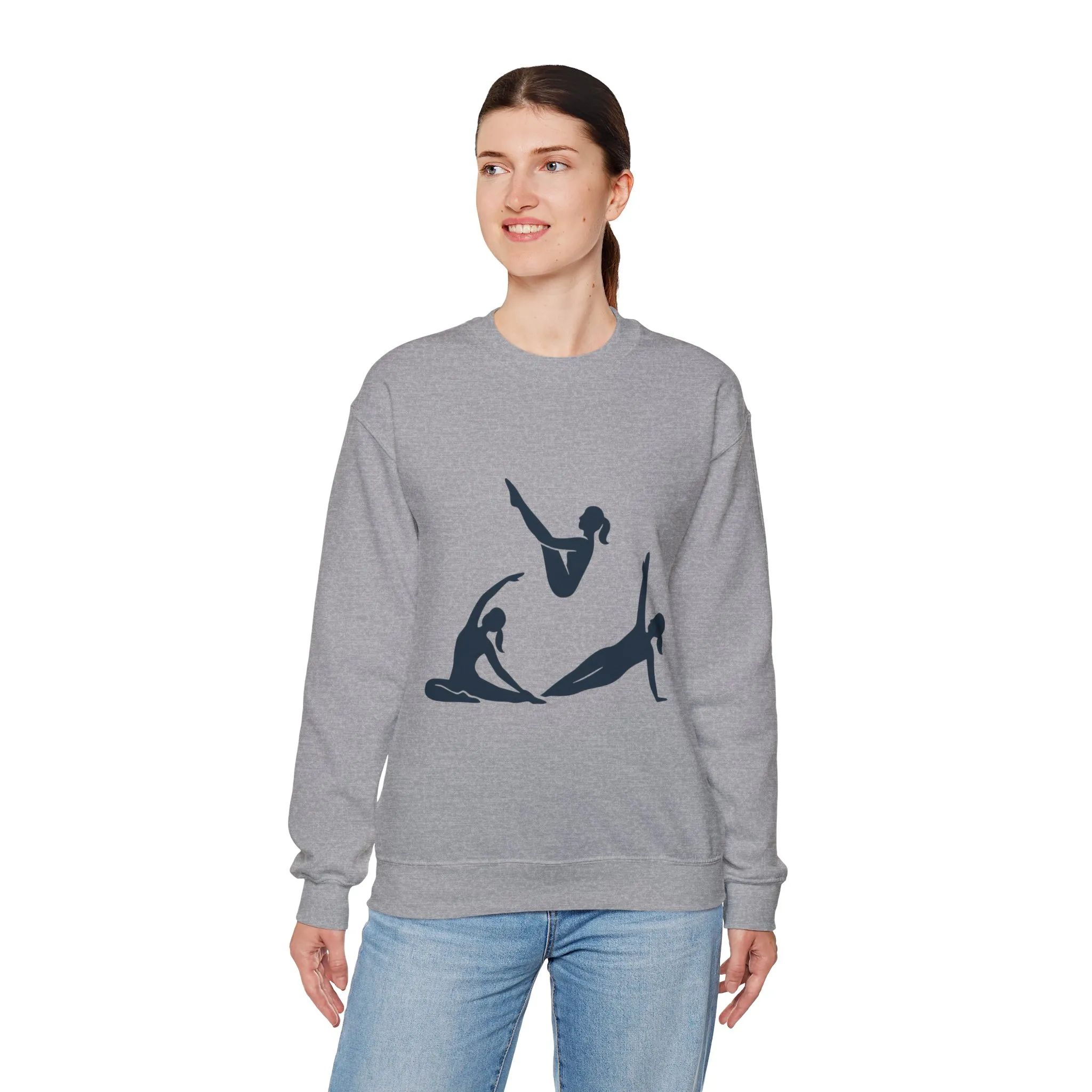 Womens Heavy Blend™ Crewneck Sweatshirt, Womens Pilates Sweatshirt, Yoga Fitness Graphic Pullover, Cute Workout Gym Top, Yoga Lover Gift - Image 6
