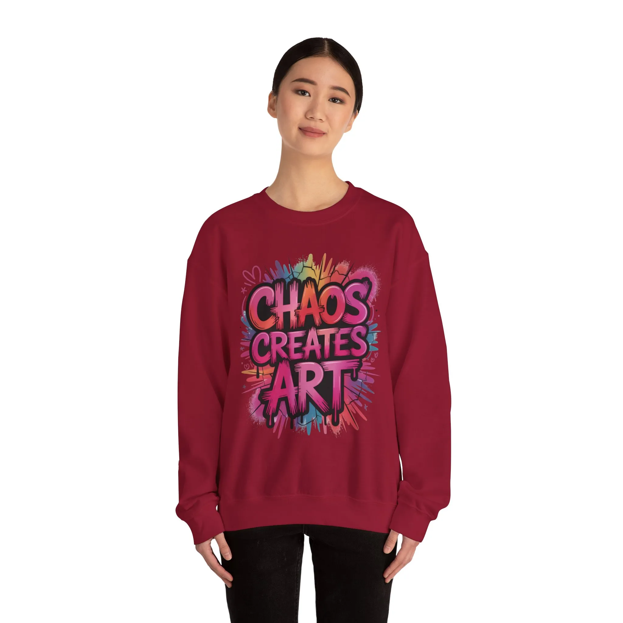 Women's Heavy Blend™ Crewneck Sweatshirt, Chaos Creates Art Graffiti Sweatshirt Women's Oversized - Image 26