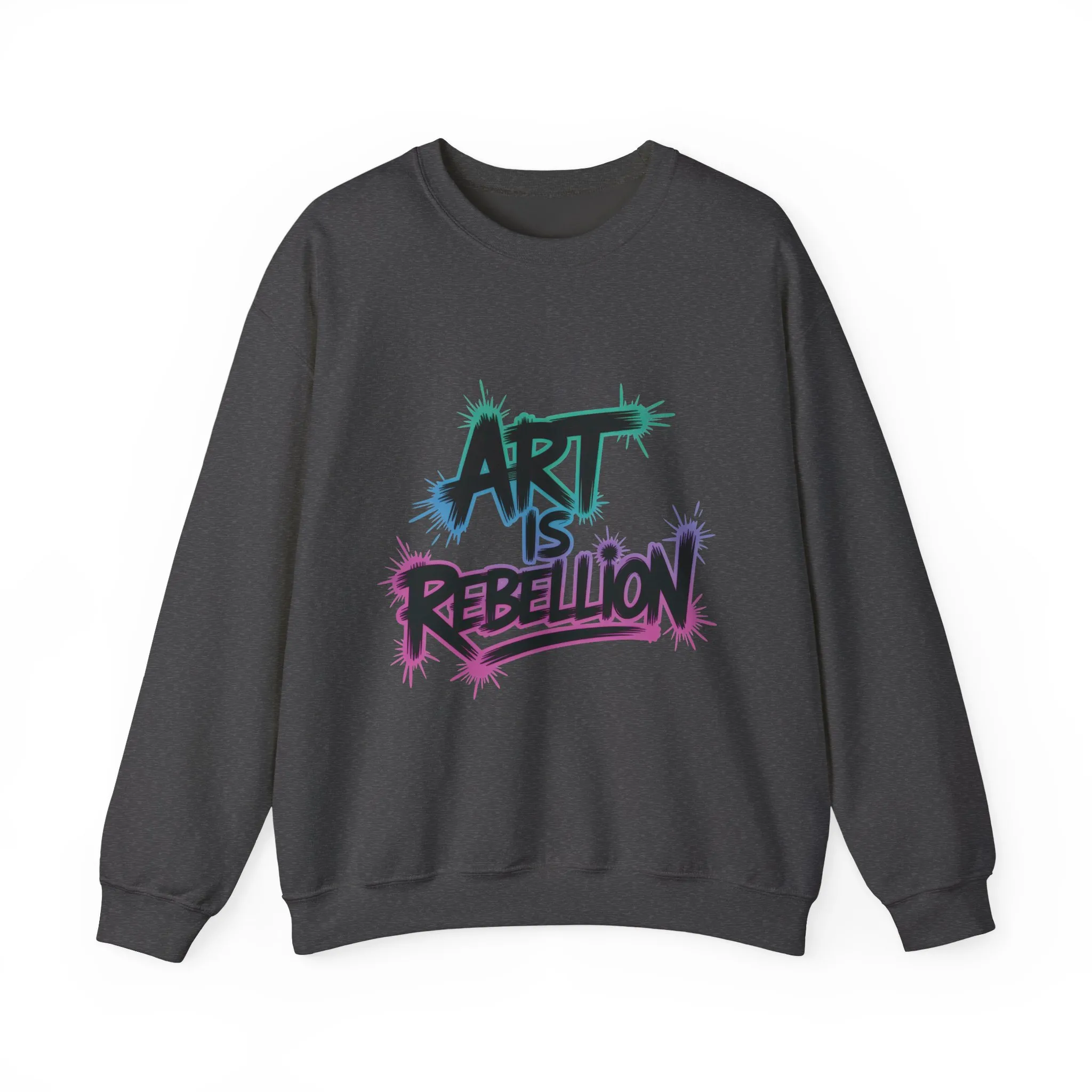 Art Is Rebellion Women's Sweatshirt, Graffiti Graphic Pullover, Bold Rebel Street Art Statement Top, Heavy Blend™ Crewneck Sweatshirt - Image 15