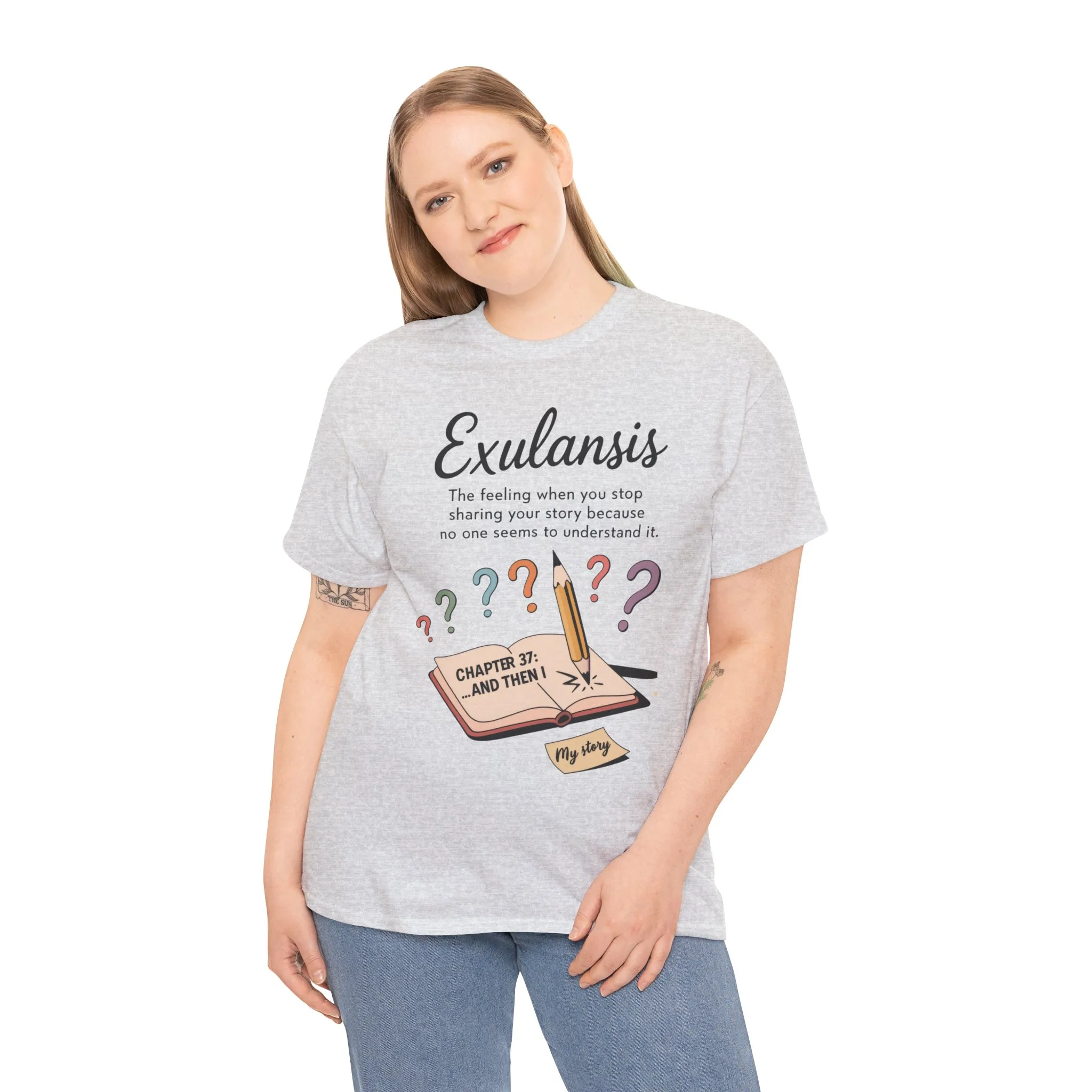 Exulansis Shirt, Emotional Aesthetic Word Tee, Deep Meaning Typography Graphic Tee, Women's Heavy Cotton Tee, deep meaning t shirt - Image 5