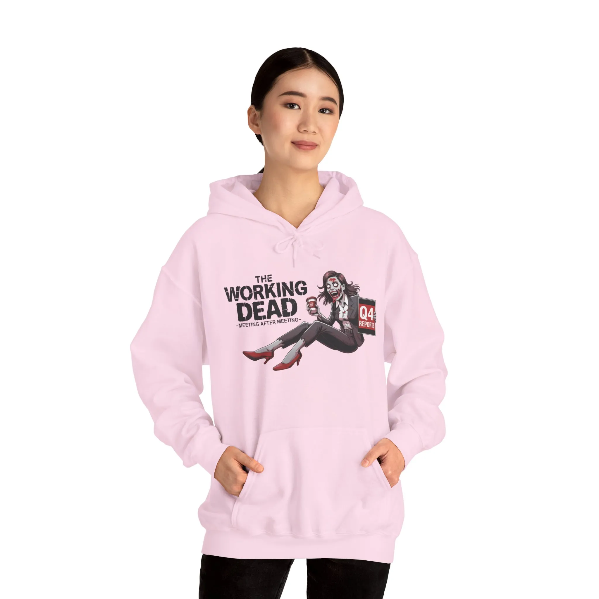 The Working Dead Women's Zombie Hoodie, Funny Office Meeting Sweatshirt, Halloween Zombie Top, Halloween Work Top - Image 35