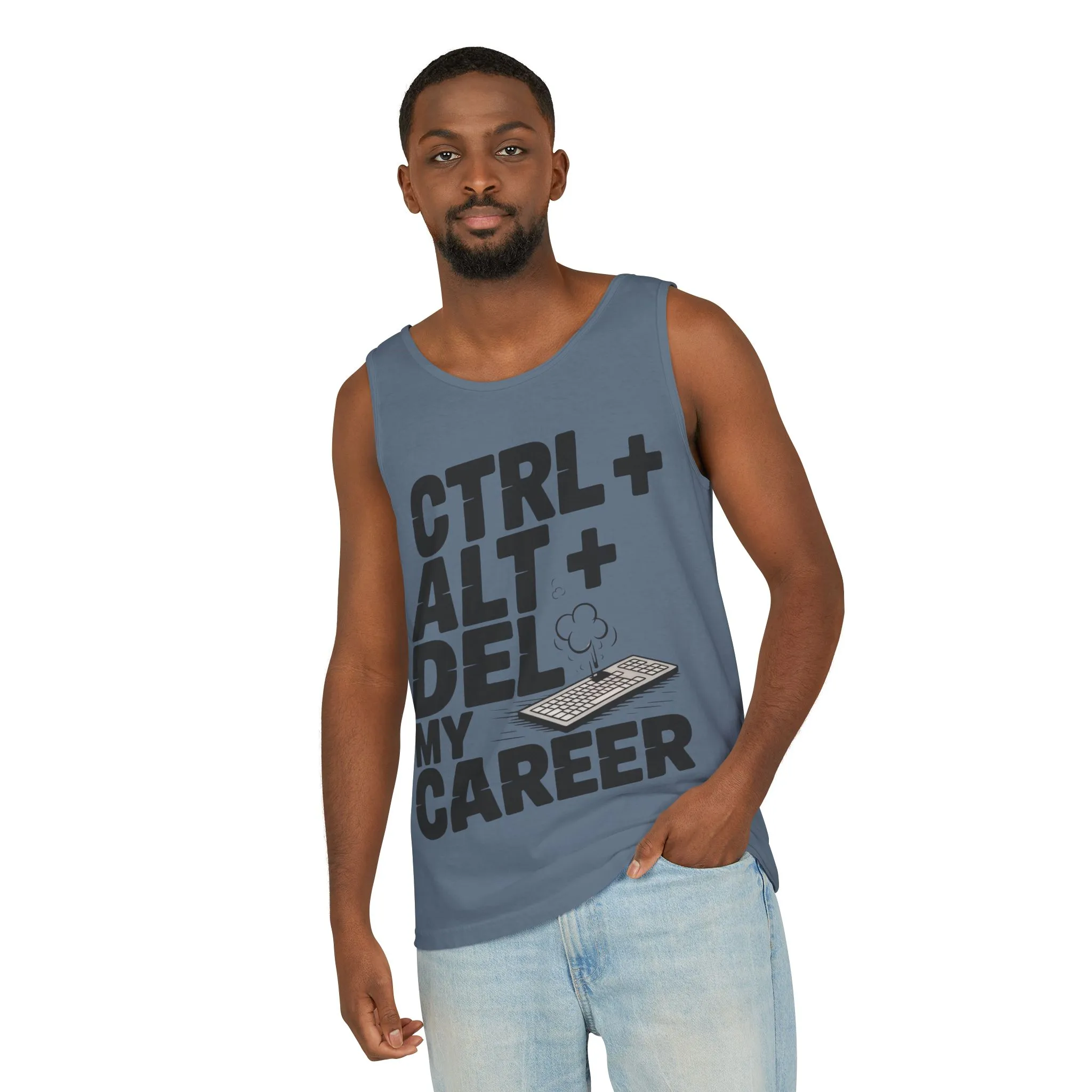 Ctrl Alt Del My Career Men's Tank Top, Funny Geek Sarcastic Office Humor Summer Shirt - Image 16