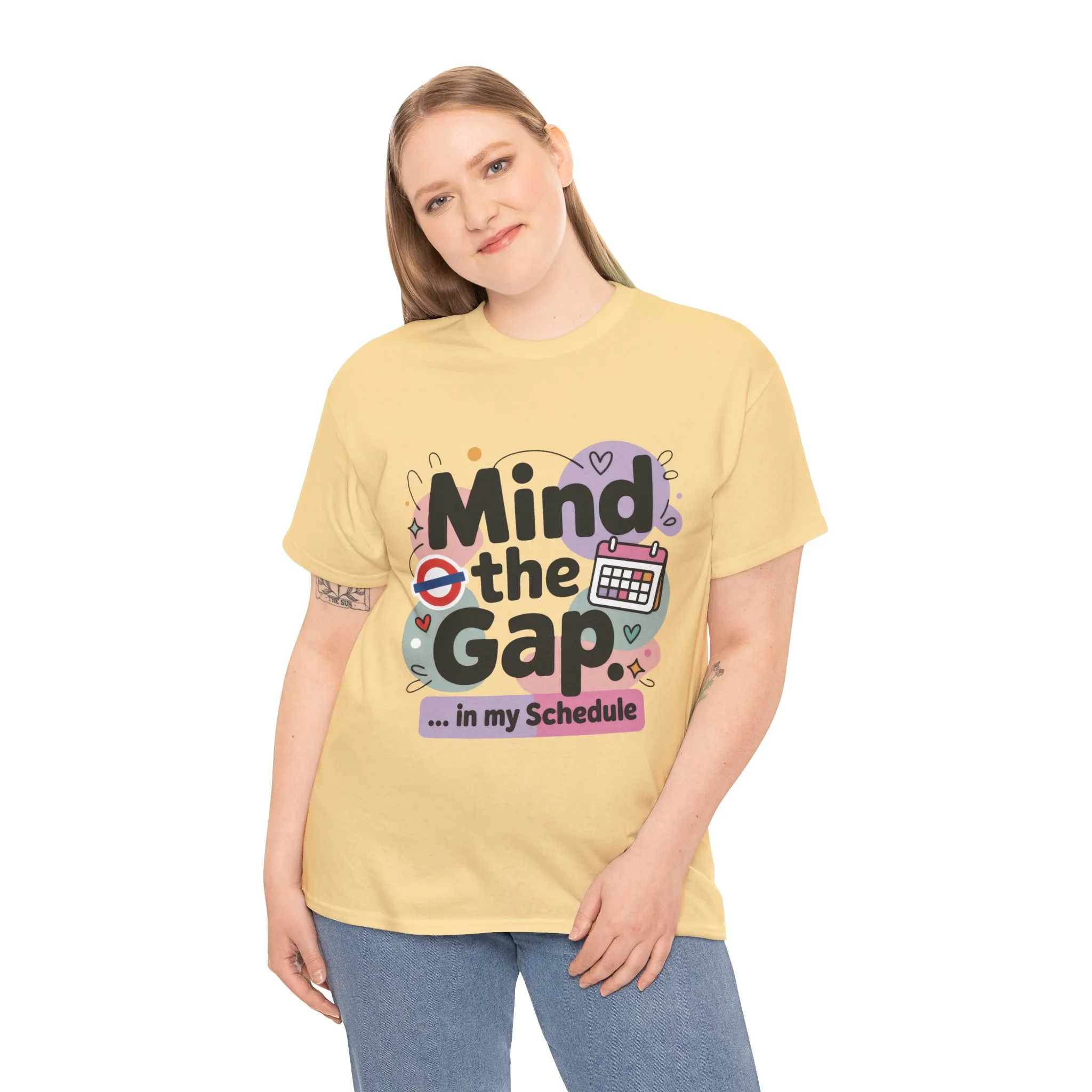 Womens Funny T-Shirt, Mind The Gap, Office Humor Schedule Graphic Tee - Image 6