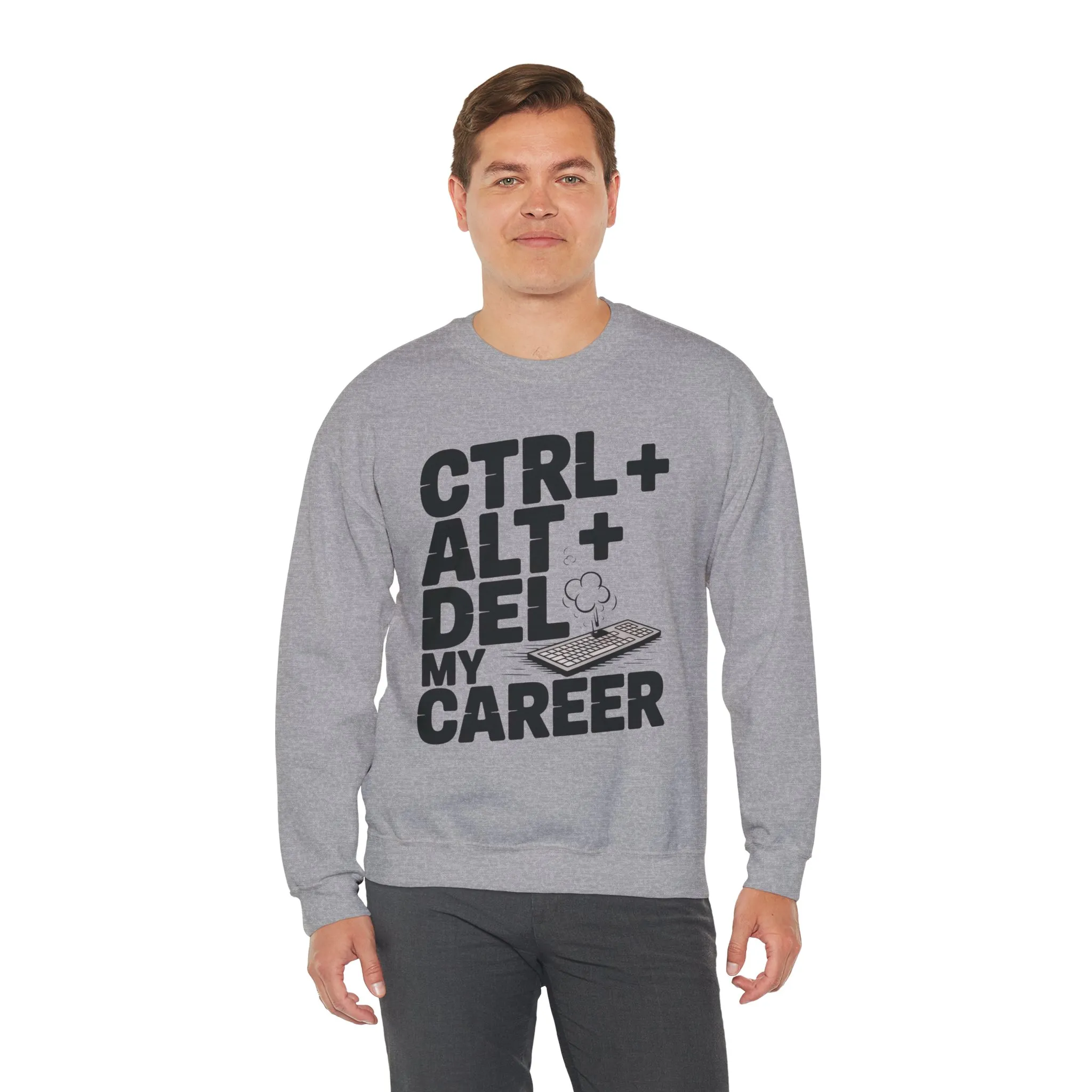 Ctrl Alt Del My Career Sweatshirt, Sarcastic Workwear Graphic Pullover, Funny Office Top, Men's Heavy Blend™ Crewneck Sweatshirt - Image 12