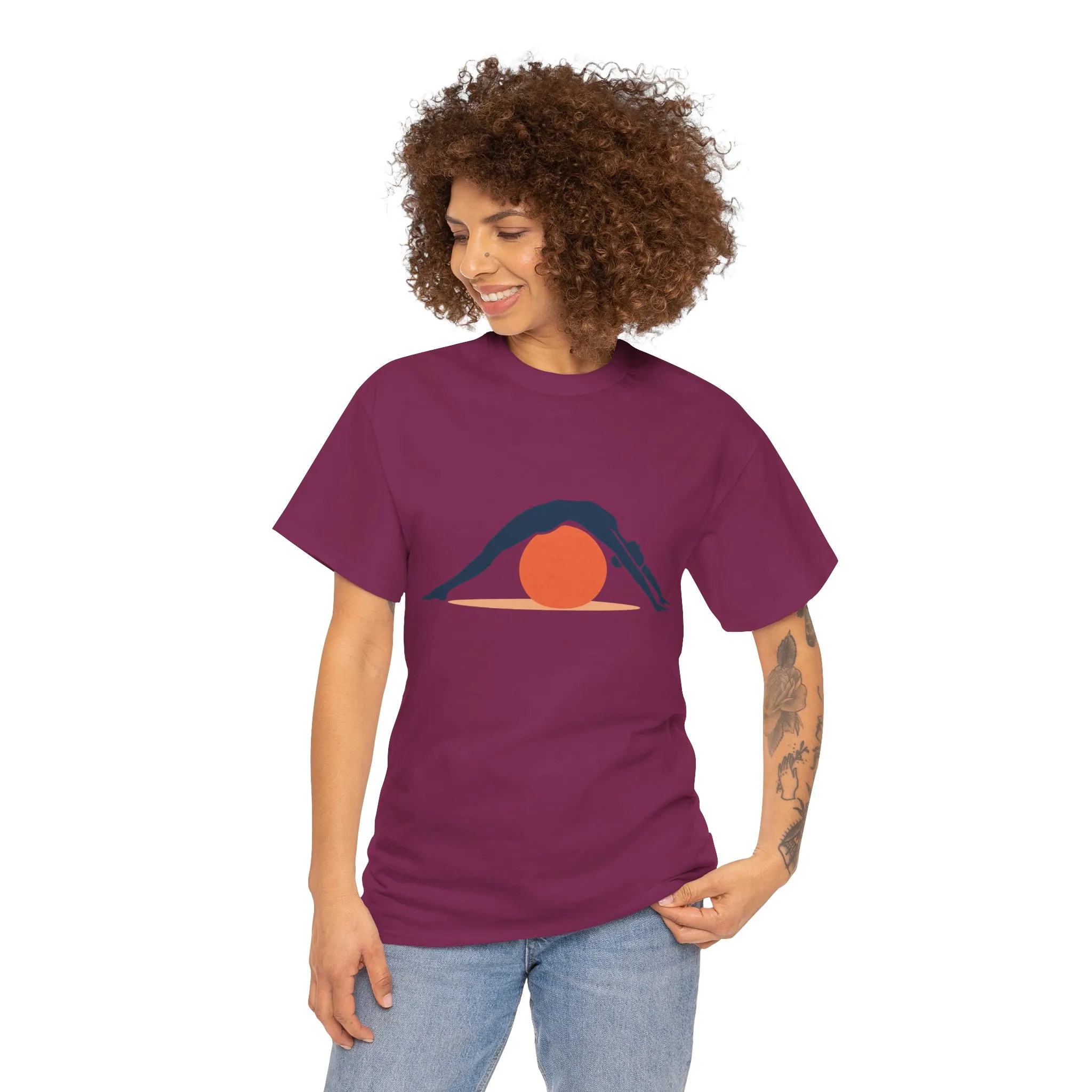 Womens Heavy Cotton Tee, Womens Pilates T-Shirt, Yoga Fitness Graphic Tee, Workout Gym Activewear Top - Image 26
