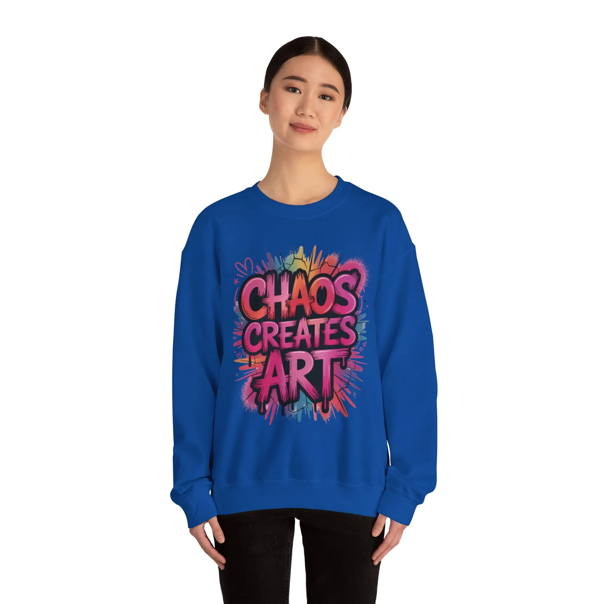 Women's Heavy Blend™ Crewneck Sweatshirt, Chaos Creates Art Graffiti Sweatshirt Women's Oversized - Image 17