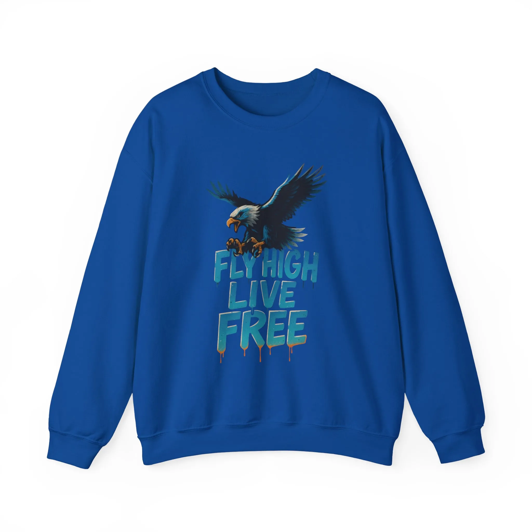 Mens Heavy Blend™ Crewneck Sweatshirt, Fly High Live Free Mens Eagle Graphic Sweatshirt - Image 22