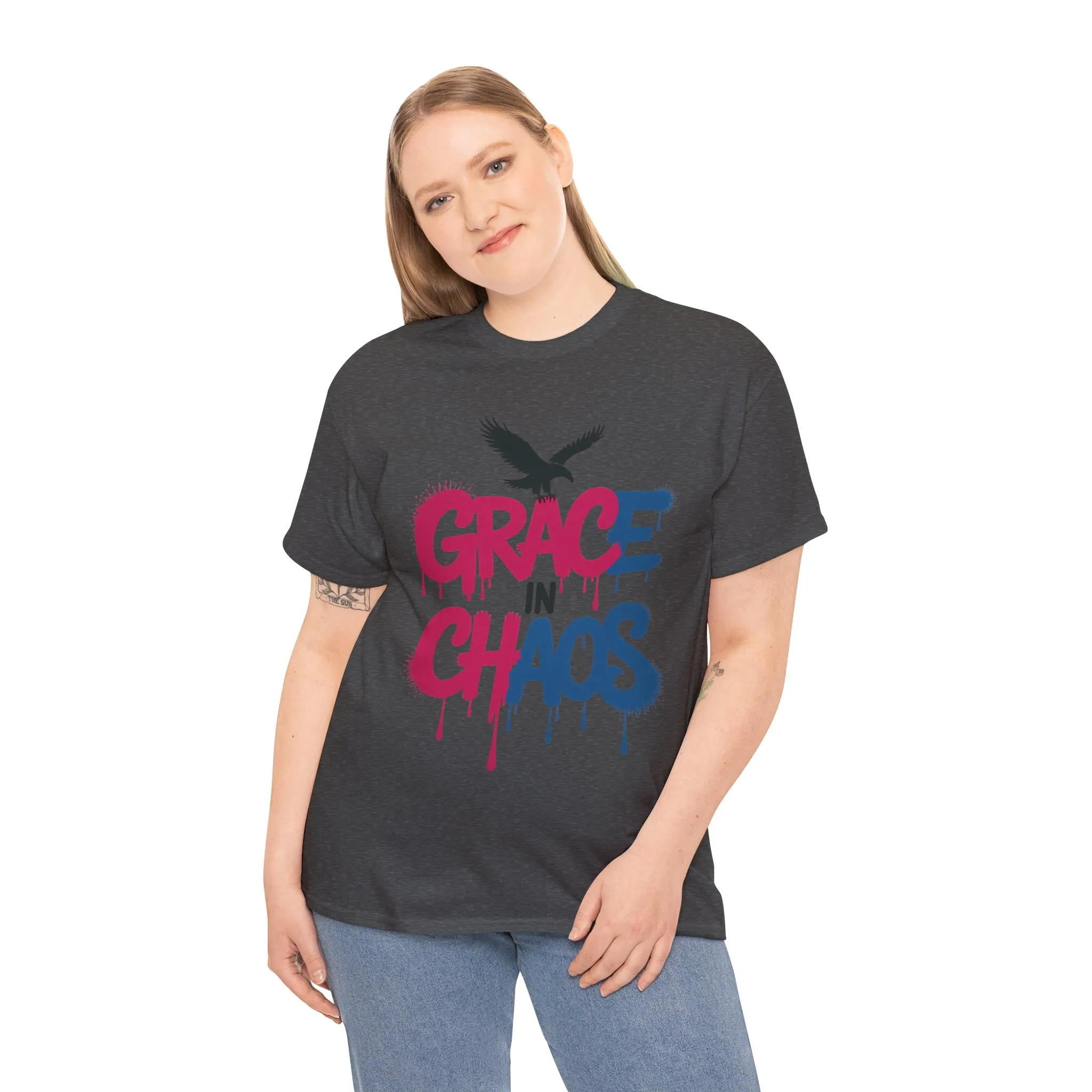 Women's Graffiti T-Shirt, Grace in Chaos Dripping Street Art Tee, Bold Urban Graphic Shirt - Image 12