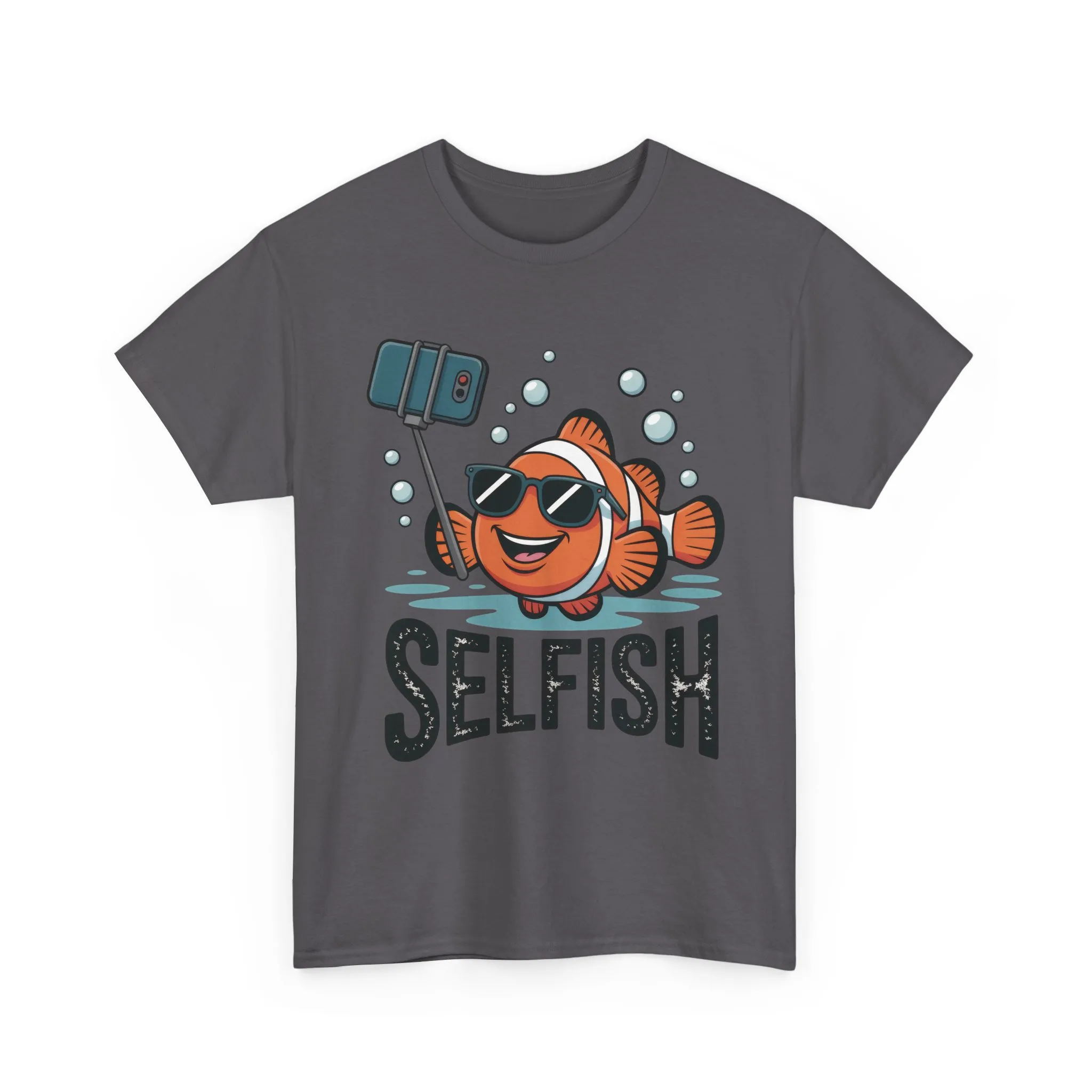 Unisex Heavy Cotton Tee, Mens Selfish Funny Fish T-Shirt, Cute Selfie Graphic Tee, Ocean Humor Shirt - Image 22