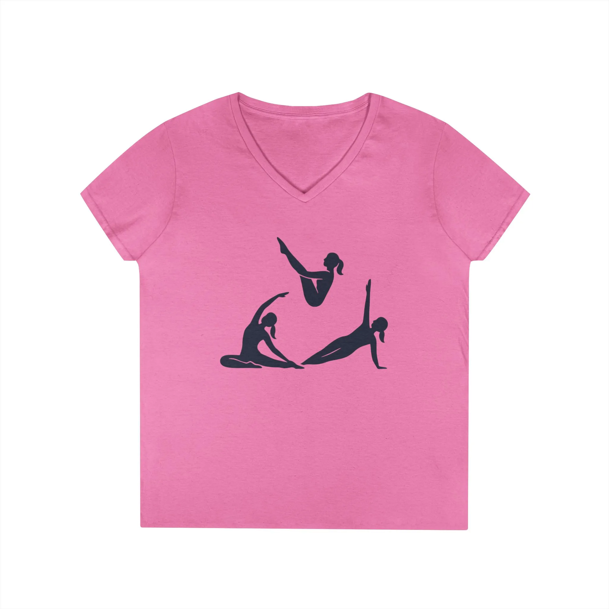Ladies' V-Neck T-Shirt, Womens Pilates Graphic T-Shirt, Yoga Fitness Tee, Workout Top with Silhouette Print - Image 19
