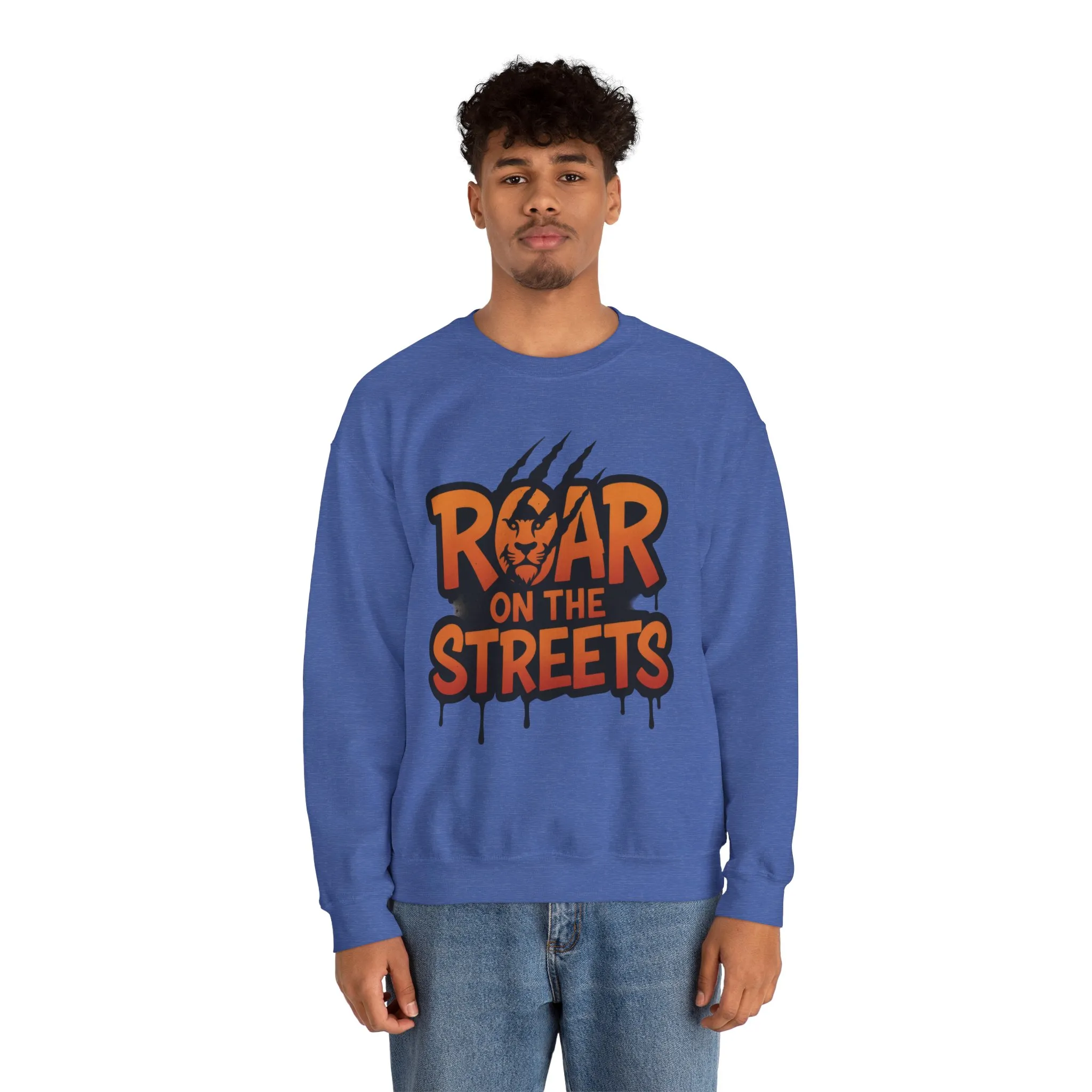 Mens Heavy Blend™ Crewneck Sweatshirt, Roar on the Streets Mens Lion Crewneck Sweatshirt - Image 23