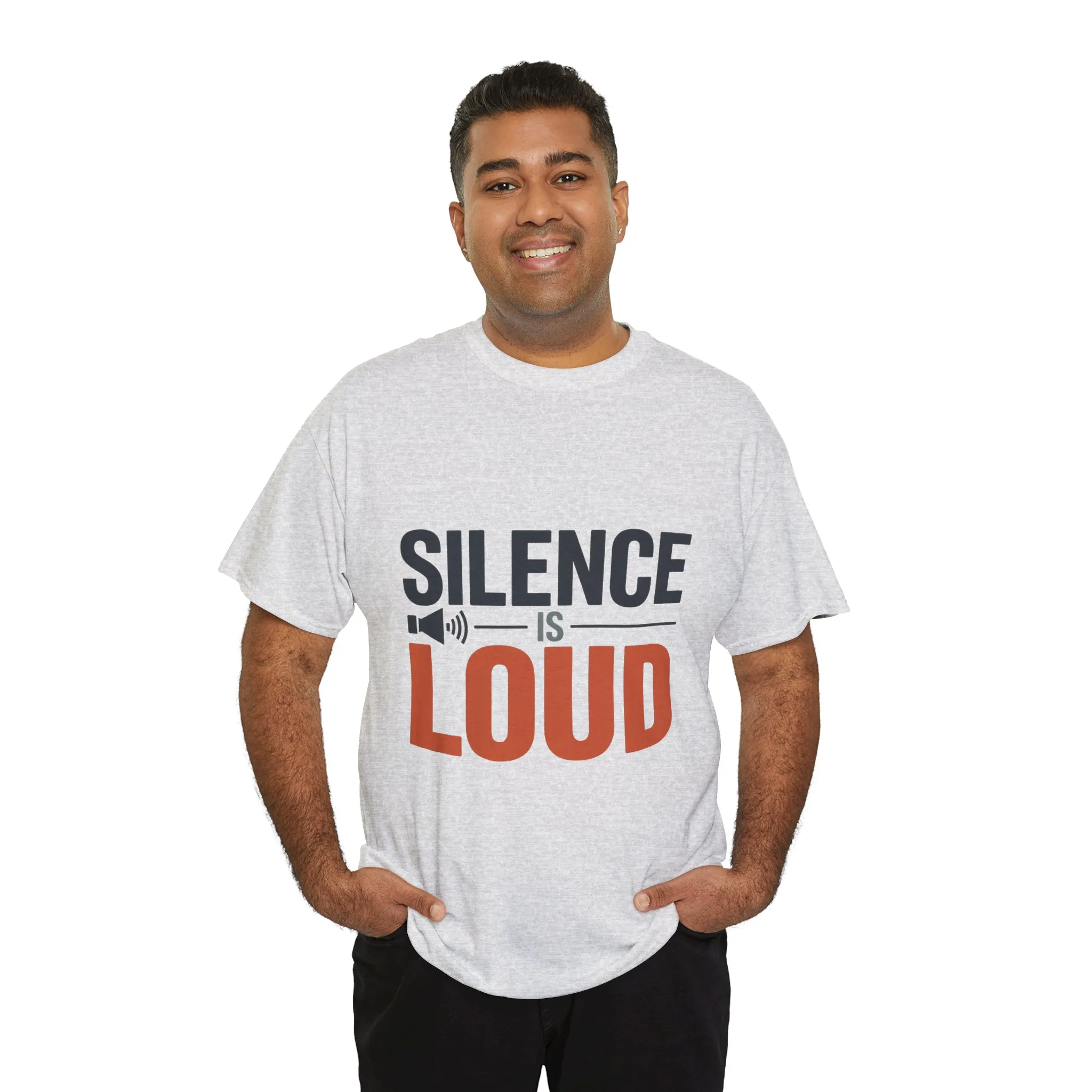 Silence Is Loud Motivational Quote Mens T-Shirt, Silence Tee, ironic Tee, Graphic Tee - Image 6