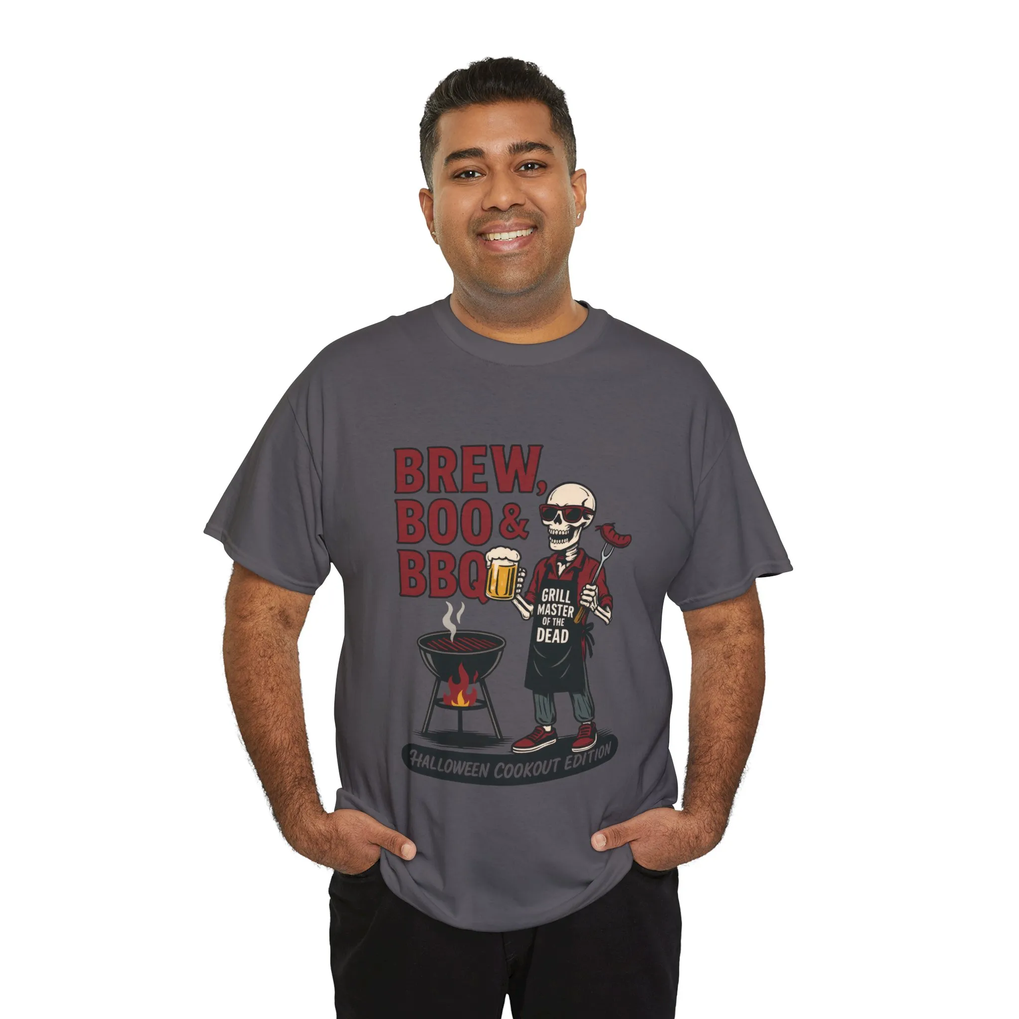 Halloween BBQ Men's T-Shirt, Brew Boo&BBQ Skeleton Grill Master Tee, Funny Dad Gift, Grill Master Tee, Grill Dad Halloween - Image 21