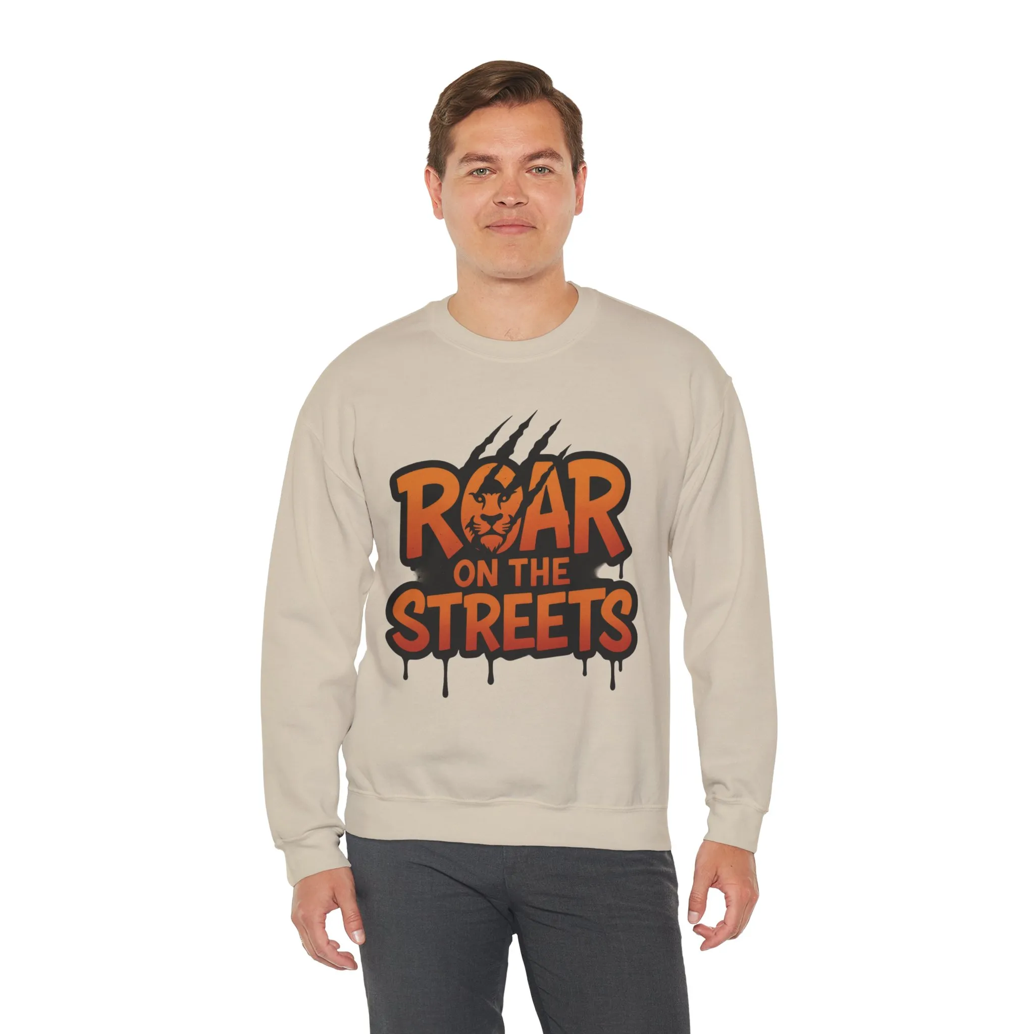 Mens Heavy Blend™ Crewneck Sweatshirt, Roar on the Streets Mens Lion Crewneck Sweatshirt - Image 6