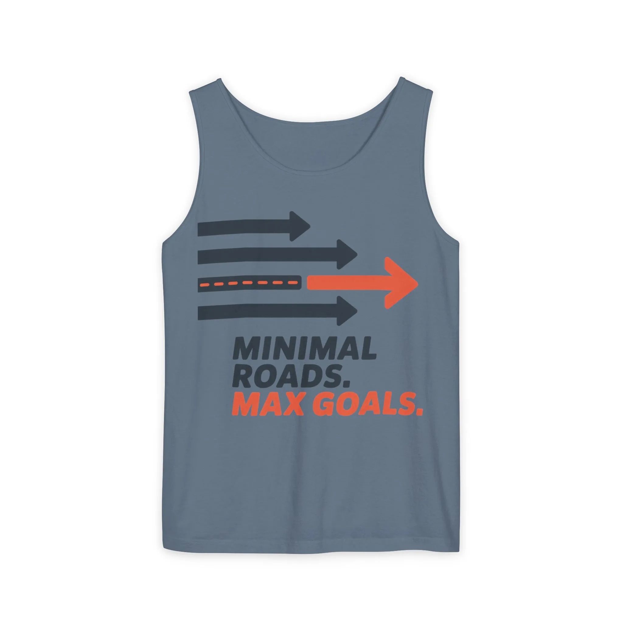 Mens Garment-Dyed Tank Top, Minimal Roads Max Goals Motivational Mens Tank Top - Image 13