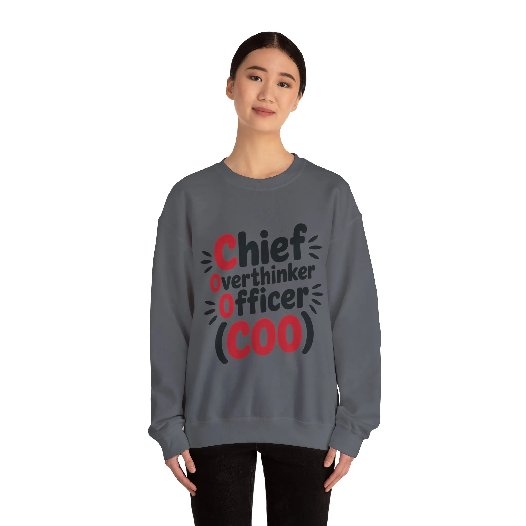 Chief Overthinker Officer Women's Sweatshirt, COO Funny Office Humor Graphic Pullover, Women's Heavy Blend™ Crewneck Sweatshirt - Image 19