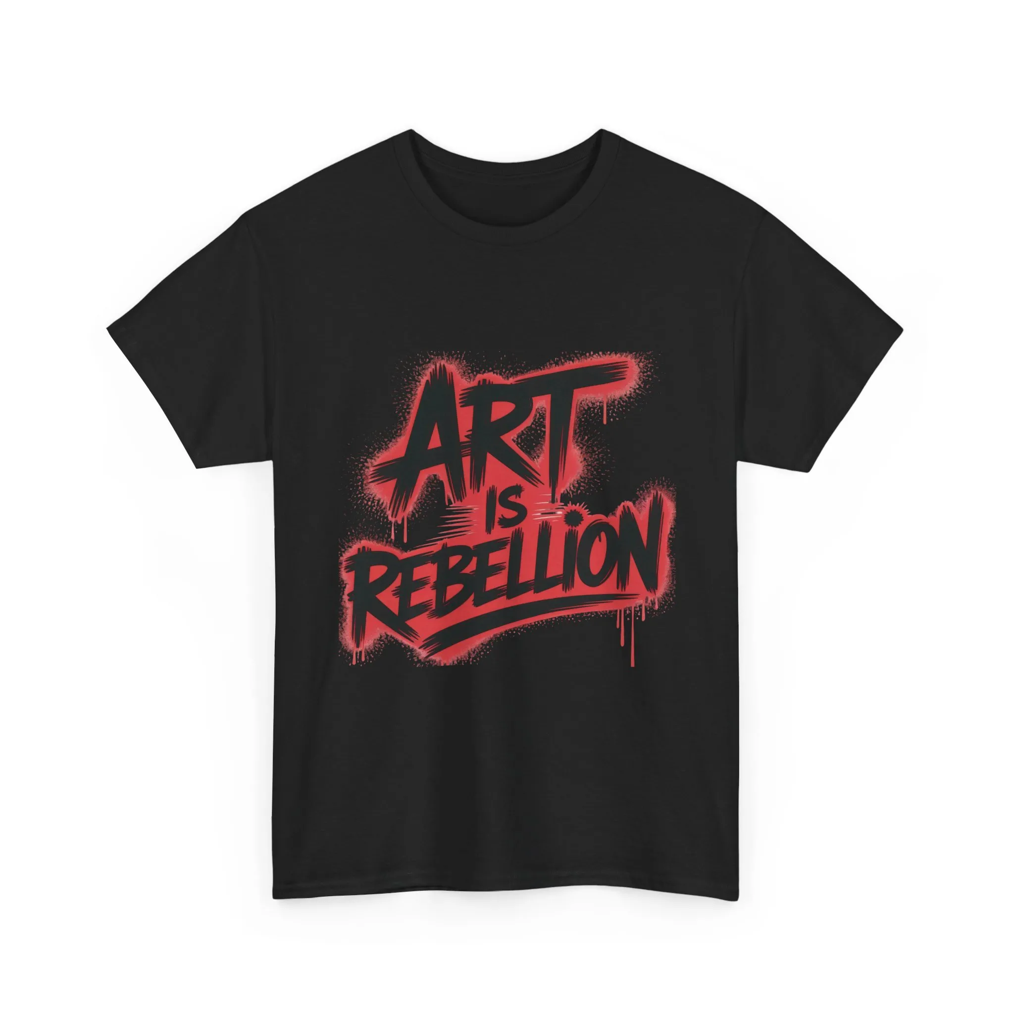 Men's Heavy Cotton Tee, Art Is Rebellion Men's T-Shirt, Graffiti Street Art Graphic Tee, Urban Skate Punk Style Shirt - Image 2
