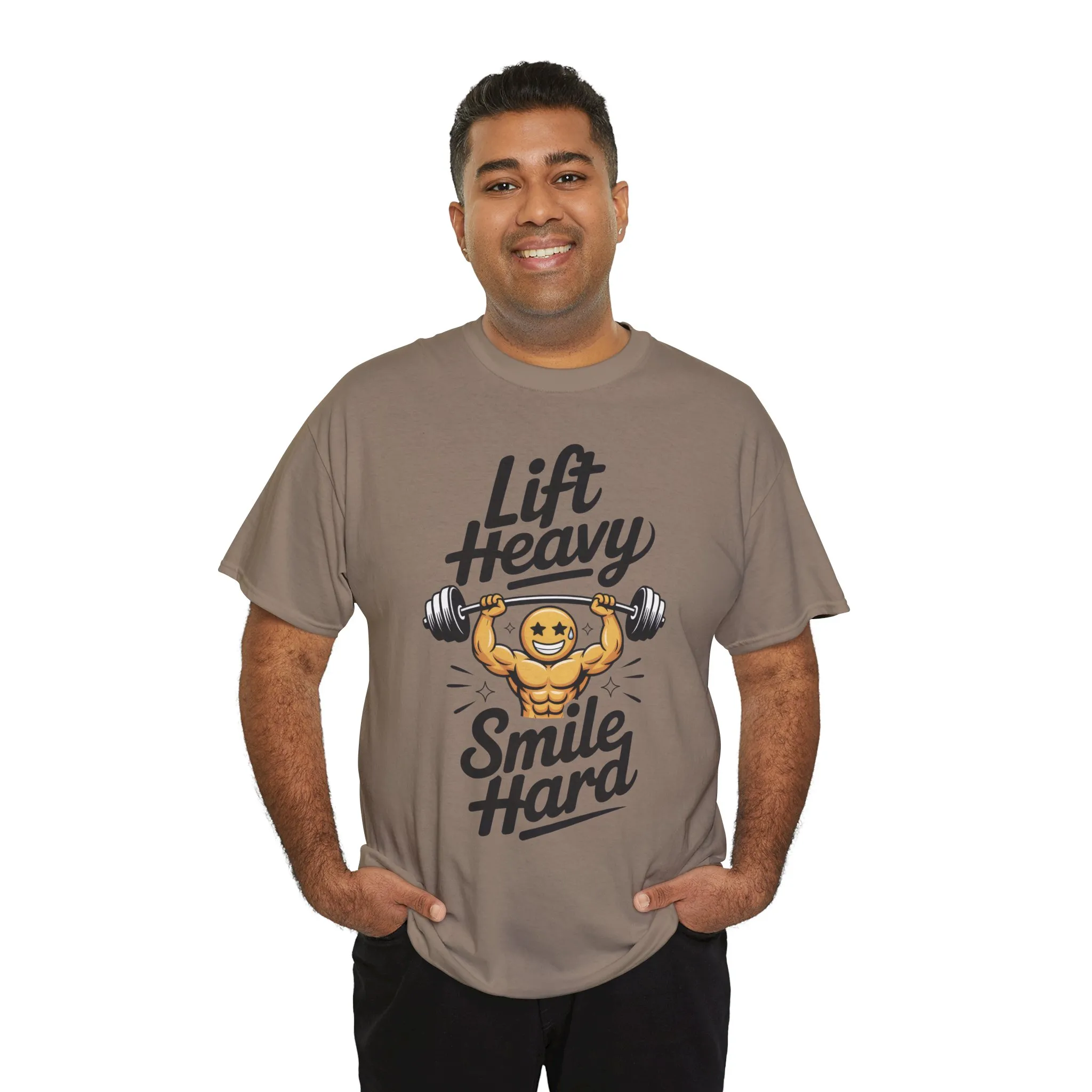 Mens Lift Heavy Smile Hard T-Shirt, Funny Gym Workout Graphic Tee, Mens Gym Tshirt - Image 12