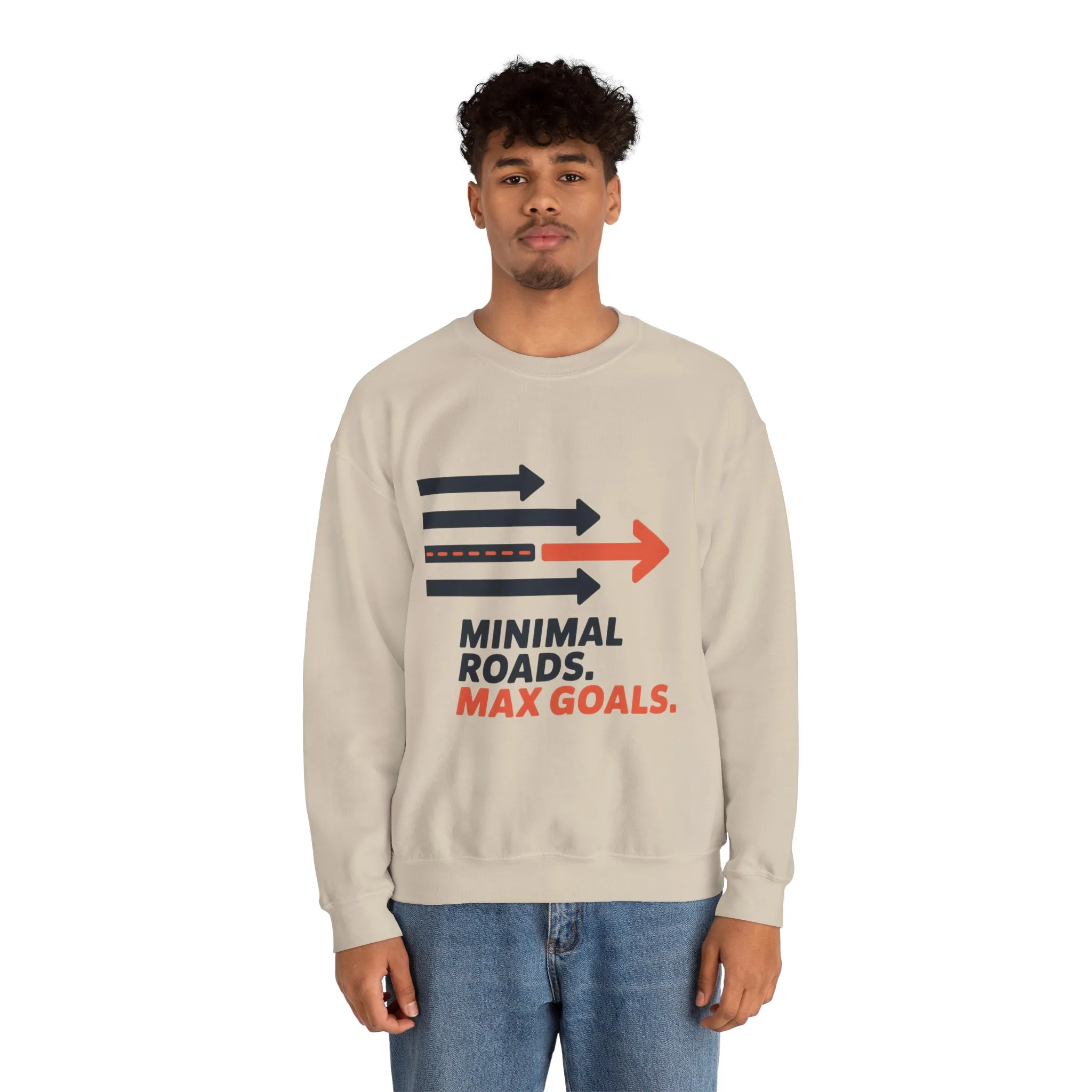 Mens Heavy Blend™ Crewneck Sweatshirt, Minimal Roads Max Goals Motivational Mens Sweatshirt - Image 8
