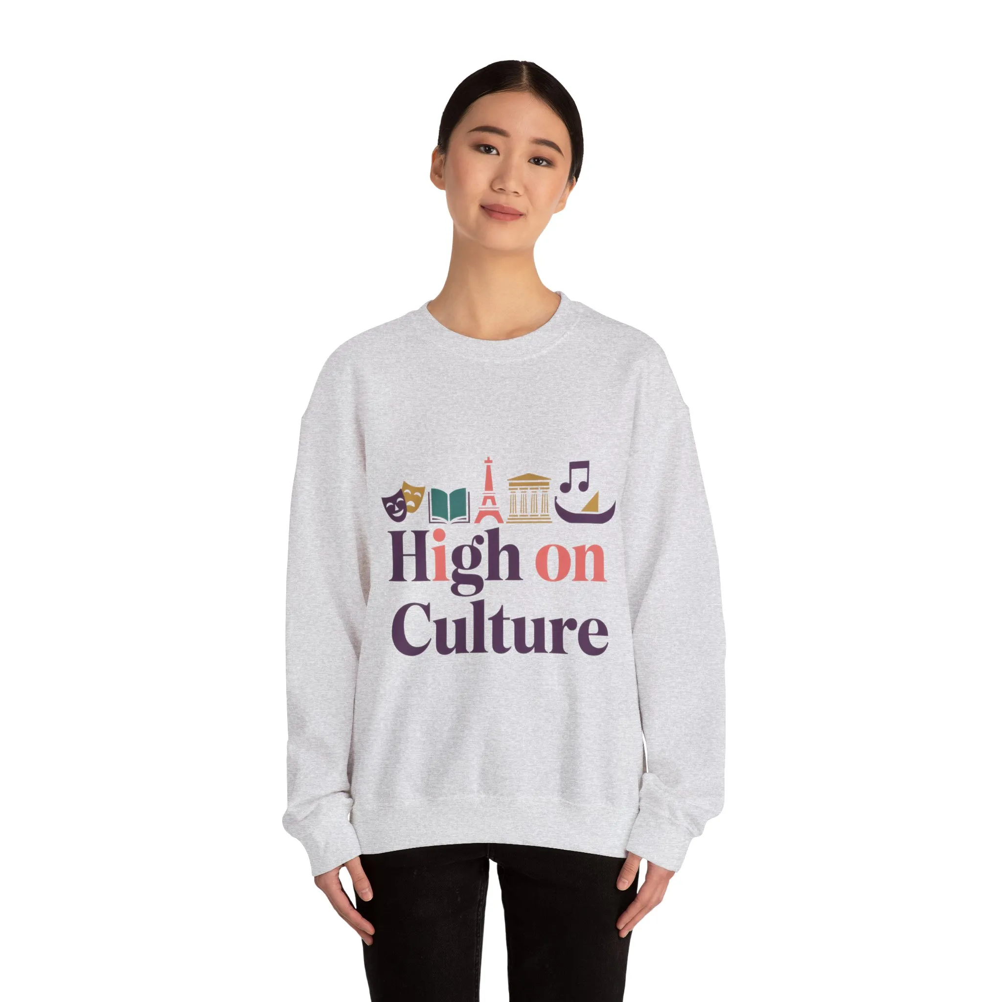 Womens Heavy Blend™ Crewneck Sweatshirt, High on Culture Womens Sweatshirt, Stylish Cultural Graphic Top - Image 5