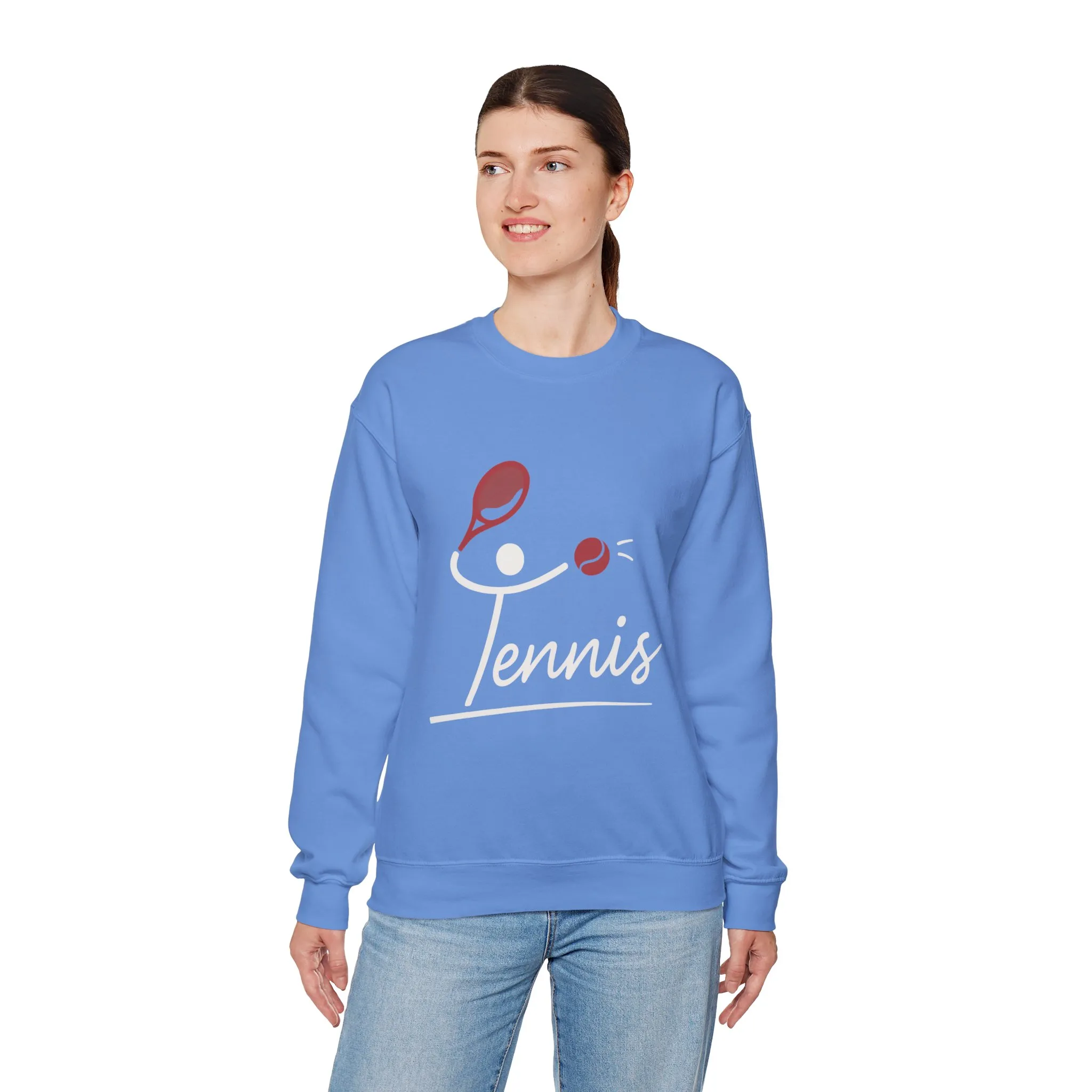 Womens Heavy Blend™ Crewneck Sweatshirt, Womens Tennis Sweatshirt, Cute Sports Graphic Pullover, Workout Gym Activewear Top - Image 20