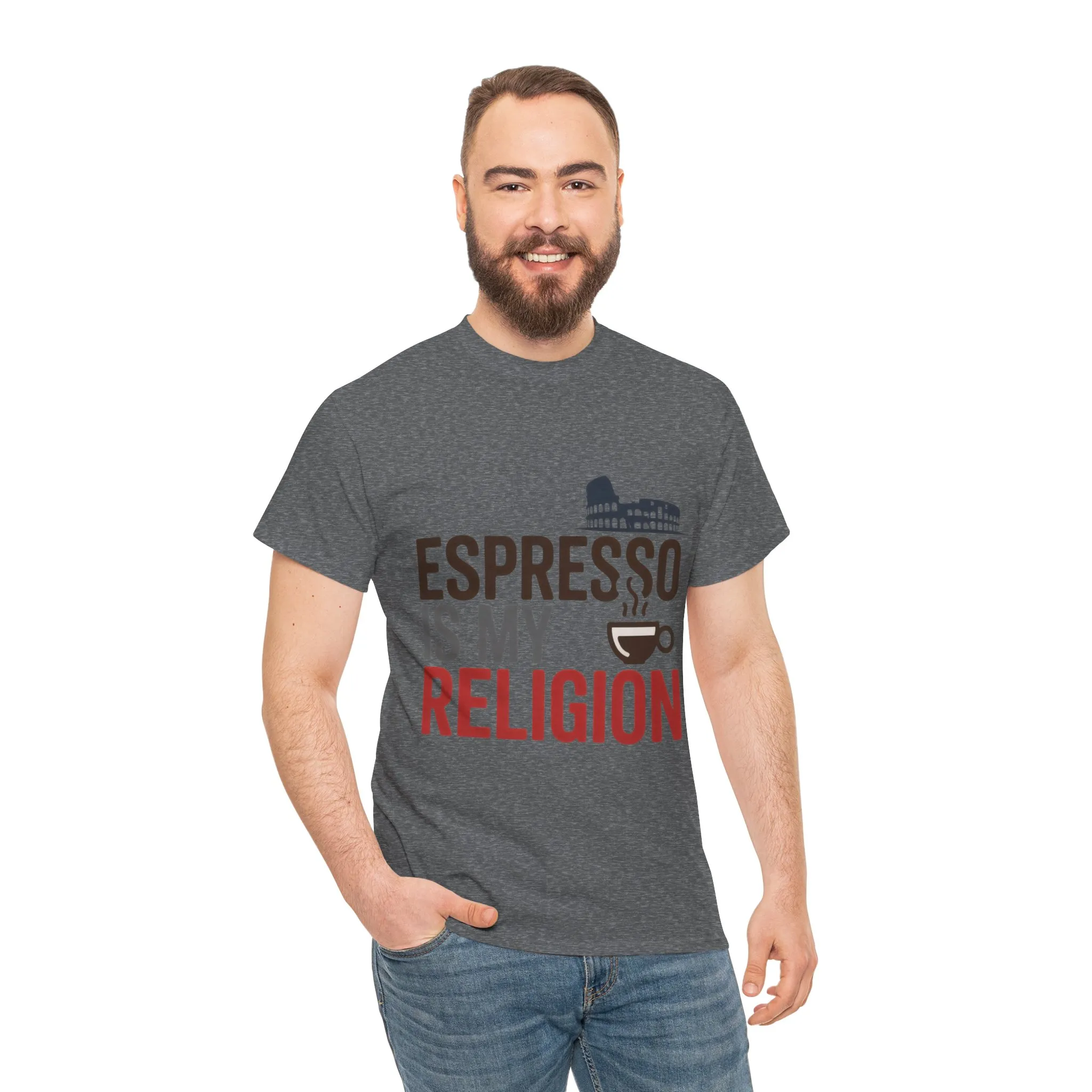 Espresso Is My Religion Coffee Rome Graphic Mens T-Shirt, Coffee Lover Gift - Image 14