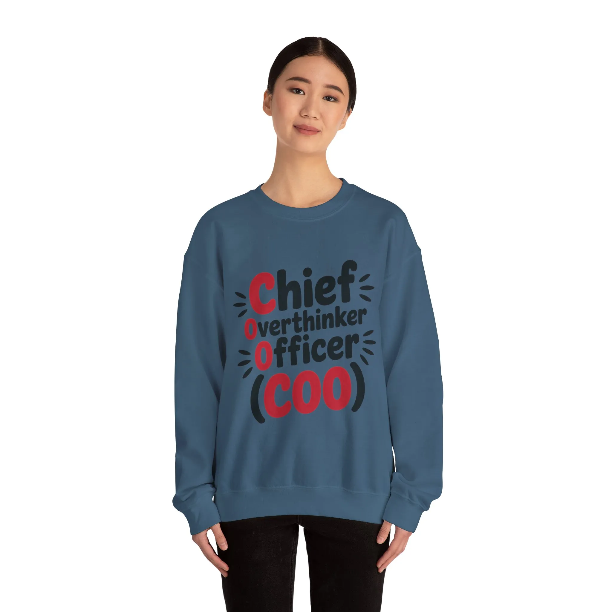 Chief Overthinker Officer Women's Sweatshirt, COO Funny Office Humor Graphic Pullover, Women's Heavy Blend™ Crewneck Sweatshirt - Image 16