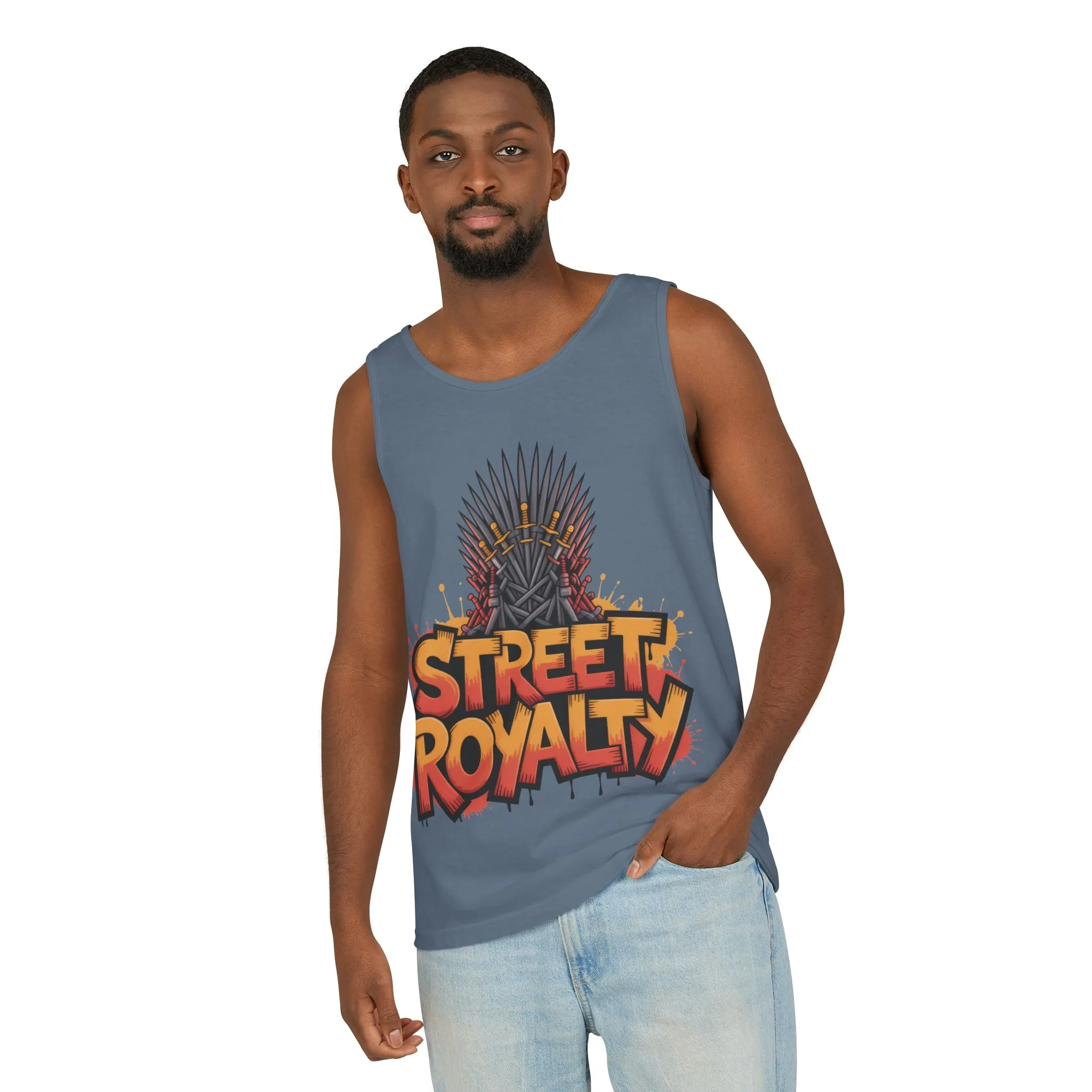 Street Royalty Men's Tank Top, Graffiti Crown Graphic Muscle Shirt, Urban Streetwear Sleeveless Skate Style - Image 13