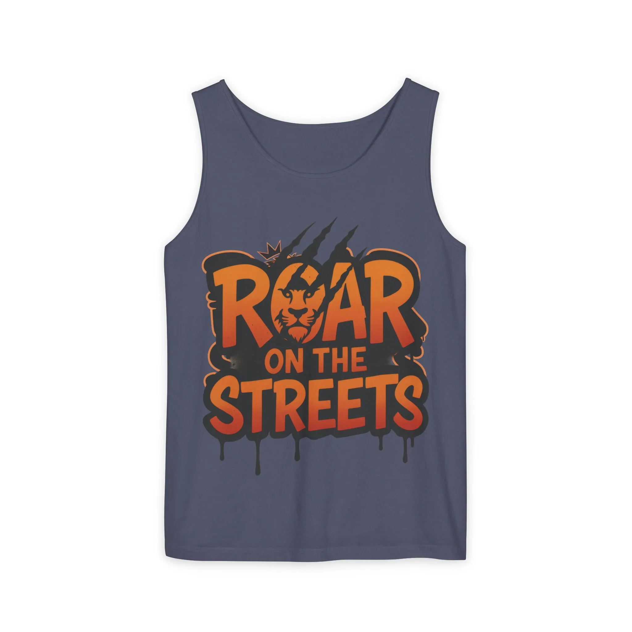 Mens Garment-Dyed Tank Top, Roar on the Streets Lion Graphic Mens Tank Top - Image 17