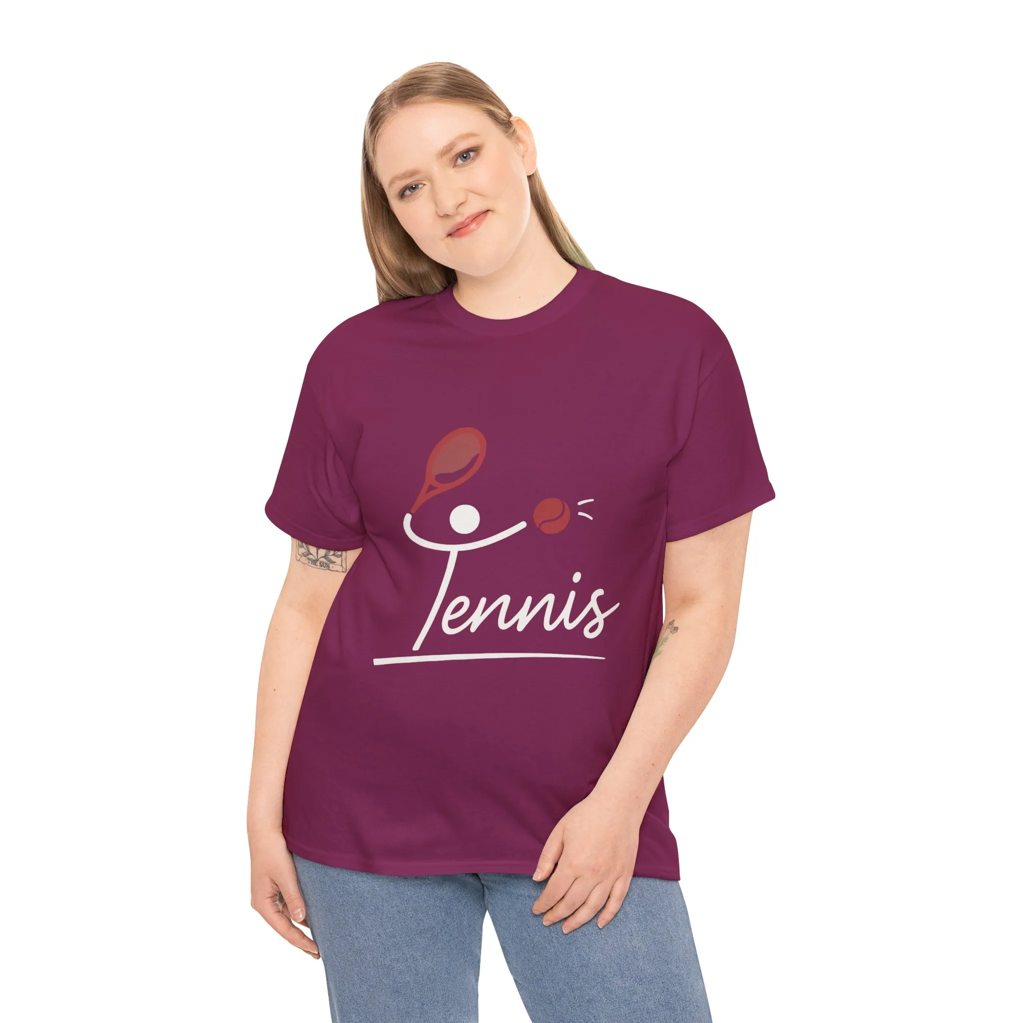 Womens Heavy Cotton Tee, Womens Tennis Graphic T-Shirt, Cute Sports Tee, Funny Workout Gym Top for Women - Image 27