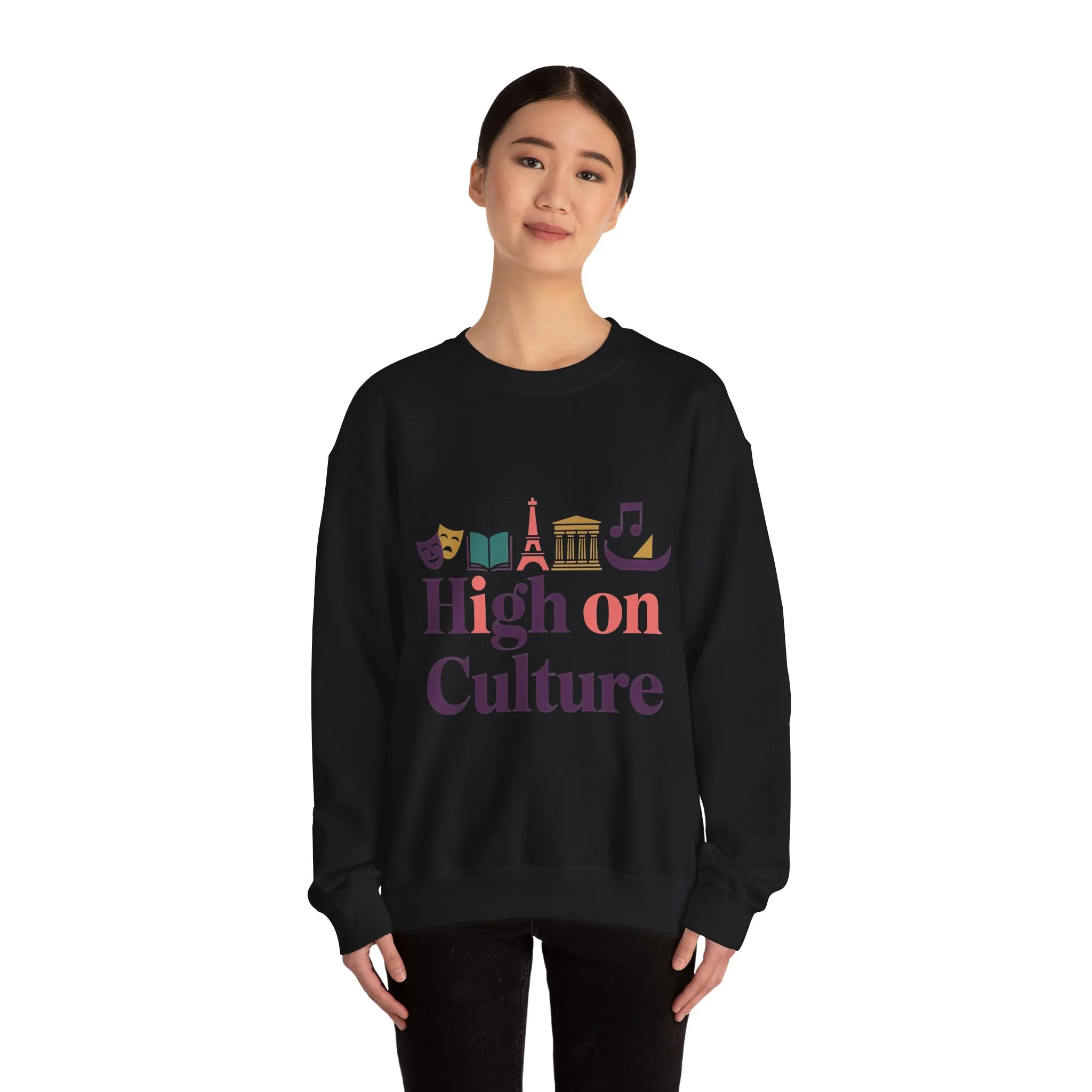 Womens Heavy Blend™ Crewneck Sweatshirt, High on Culture Womens Sweatshirt, Stylish Cultural Graphic Top - Image 8