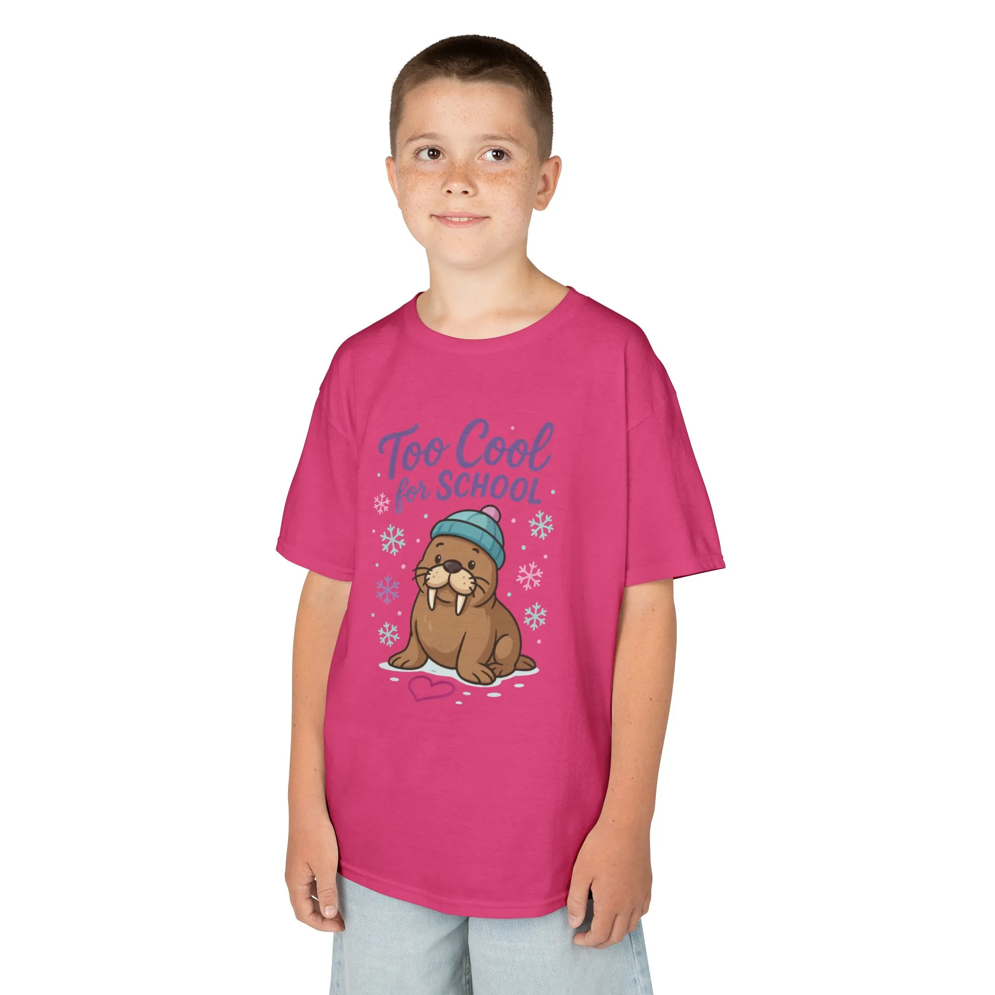 Kids Heavy Cotton™ Tee, Kids Too Cool for School Walrus T-Shirt, Cute Animal Graphic Tee, Funny Winter Shirt - Image 27