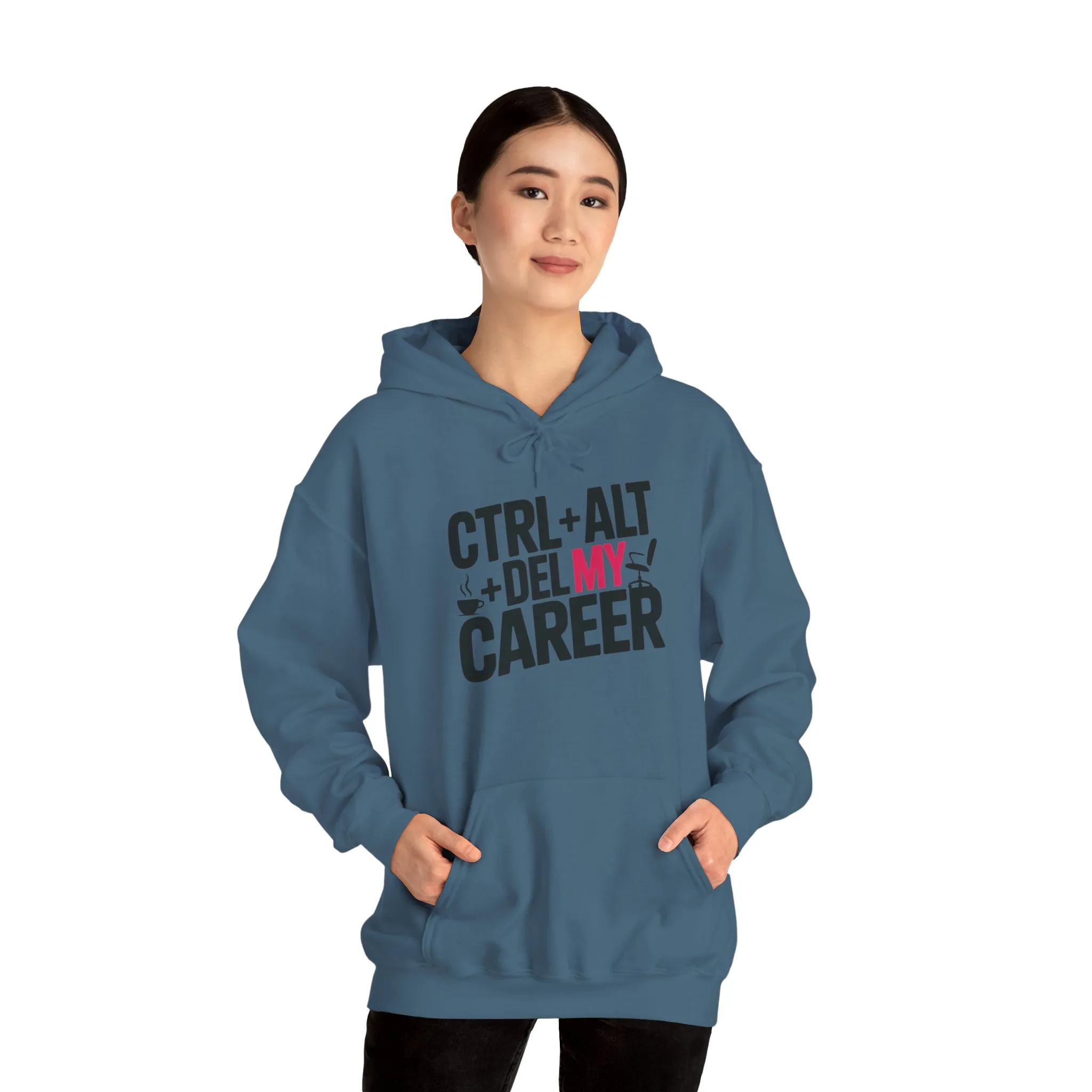 Ctrl Alt Del My Career Hoodie, Funny Geek Workwear, Sarcastic Office Humor Pullover, Women's Heavy Blend™ Hooded Sweatshirt - Image 13