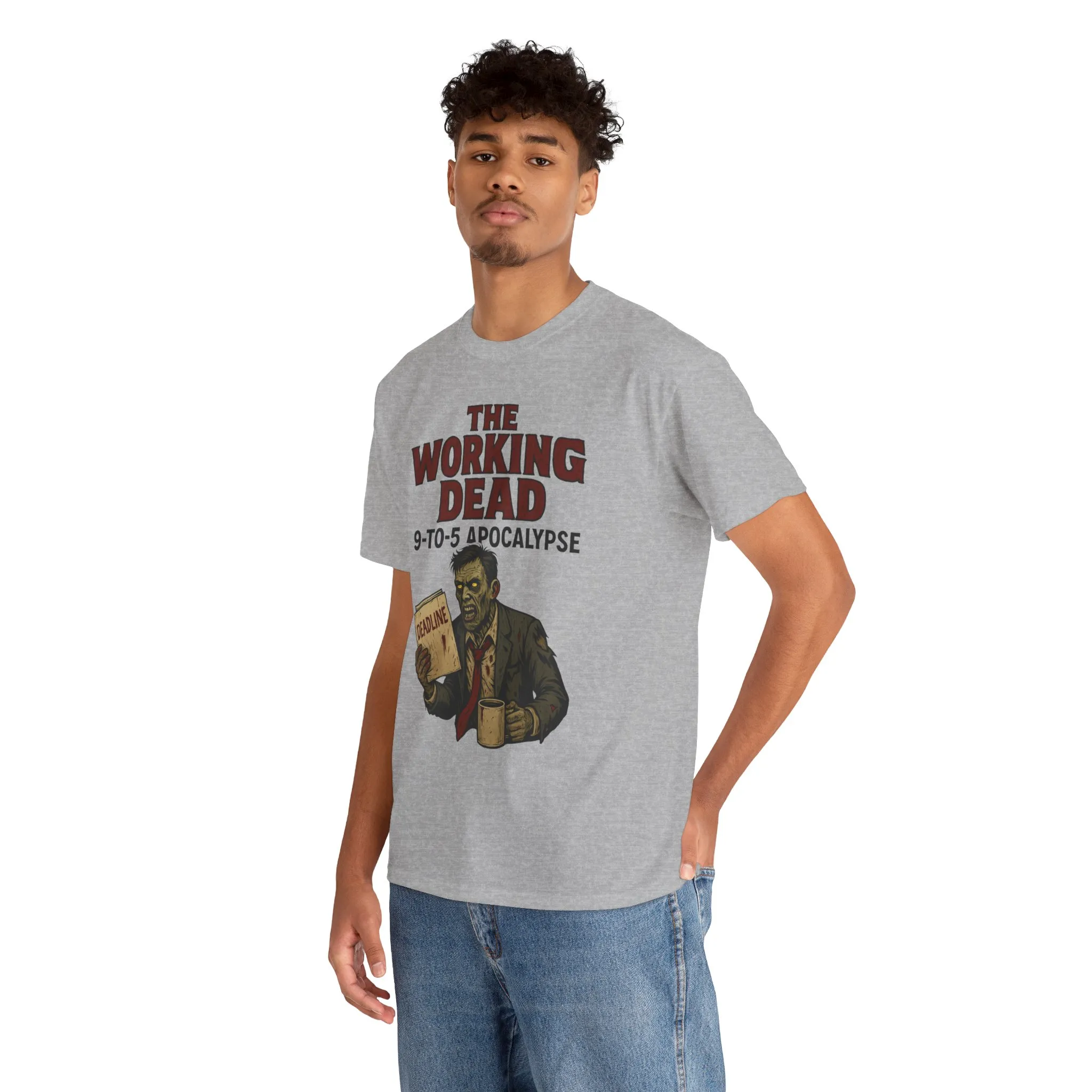 The Working Dead 9-to-5 Apocalypse Men's T-Shirt, Funny Horror Office Zombie Tee, Halloween Zombie Top, Work Humor Sweatshirt - Image 8