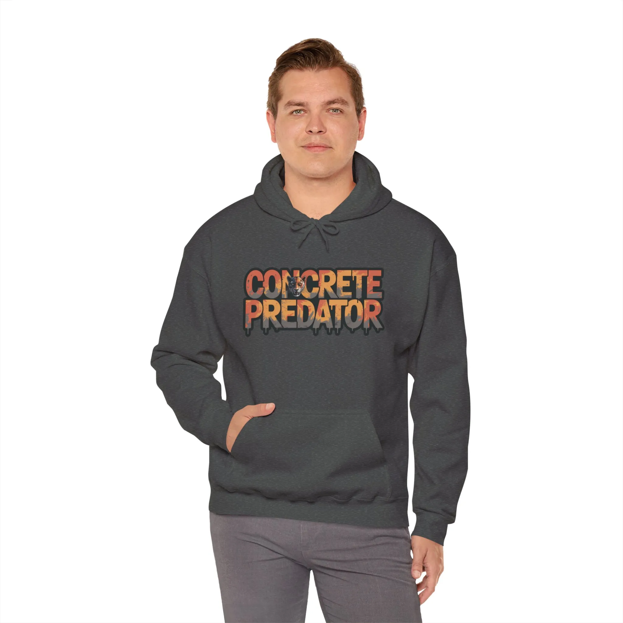 Mens Heavy Blend™ Hooded Sweatshirt, Concrete Predator Panther Hoodie Mens Urban Streetwear - Image 4