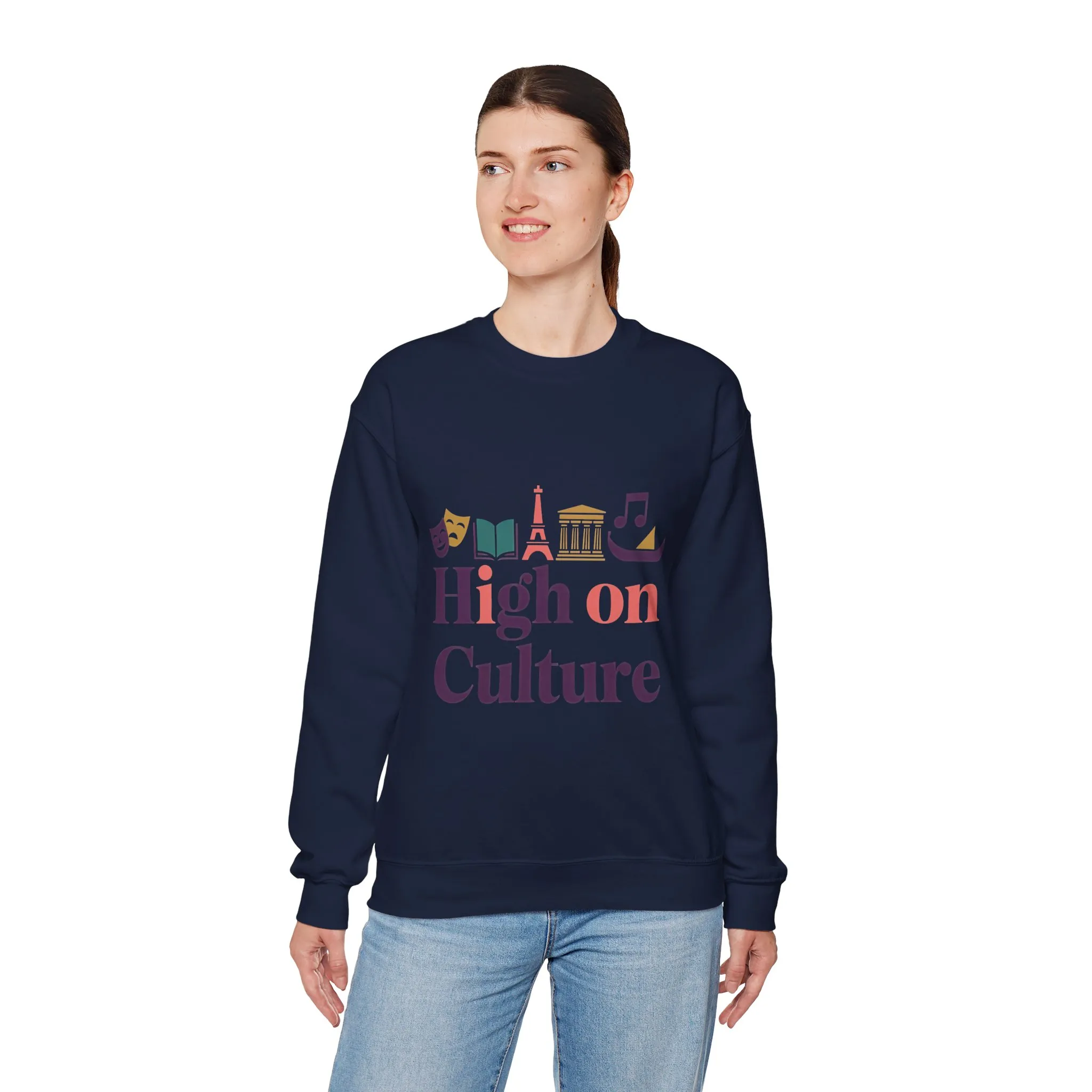 Womens Heavy Blend™ Crewneck Sweatshirt, High on Culture Womens Sweatshirt, Stylish Cultural Graphic Top - Image 24