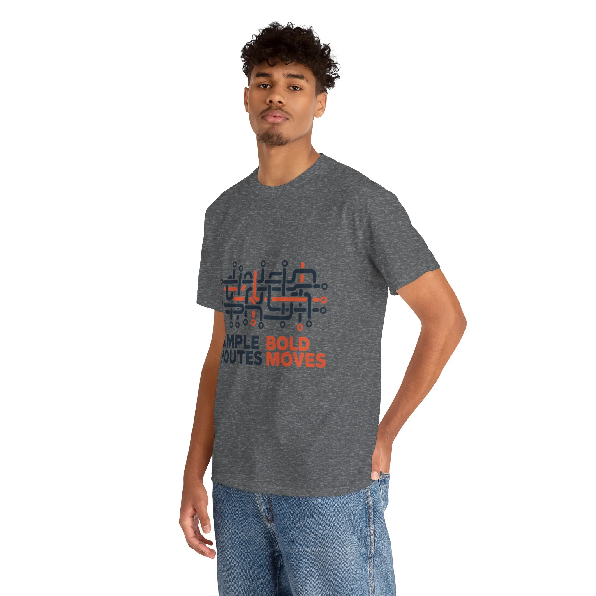 Simple Routes Bold Moves Mens T-Shirt, Minimal Urban Metro Map Graphic Tee - Image 15