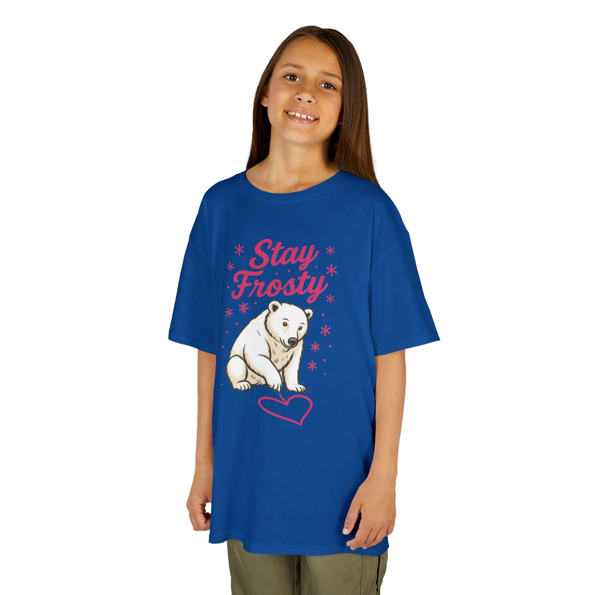 Kids Heavy Cotton™ Tee, Kids Stay Frosty Polar Bear T-Shirt, Cute Winter Graphic Tee for Children - Image 16