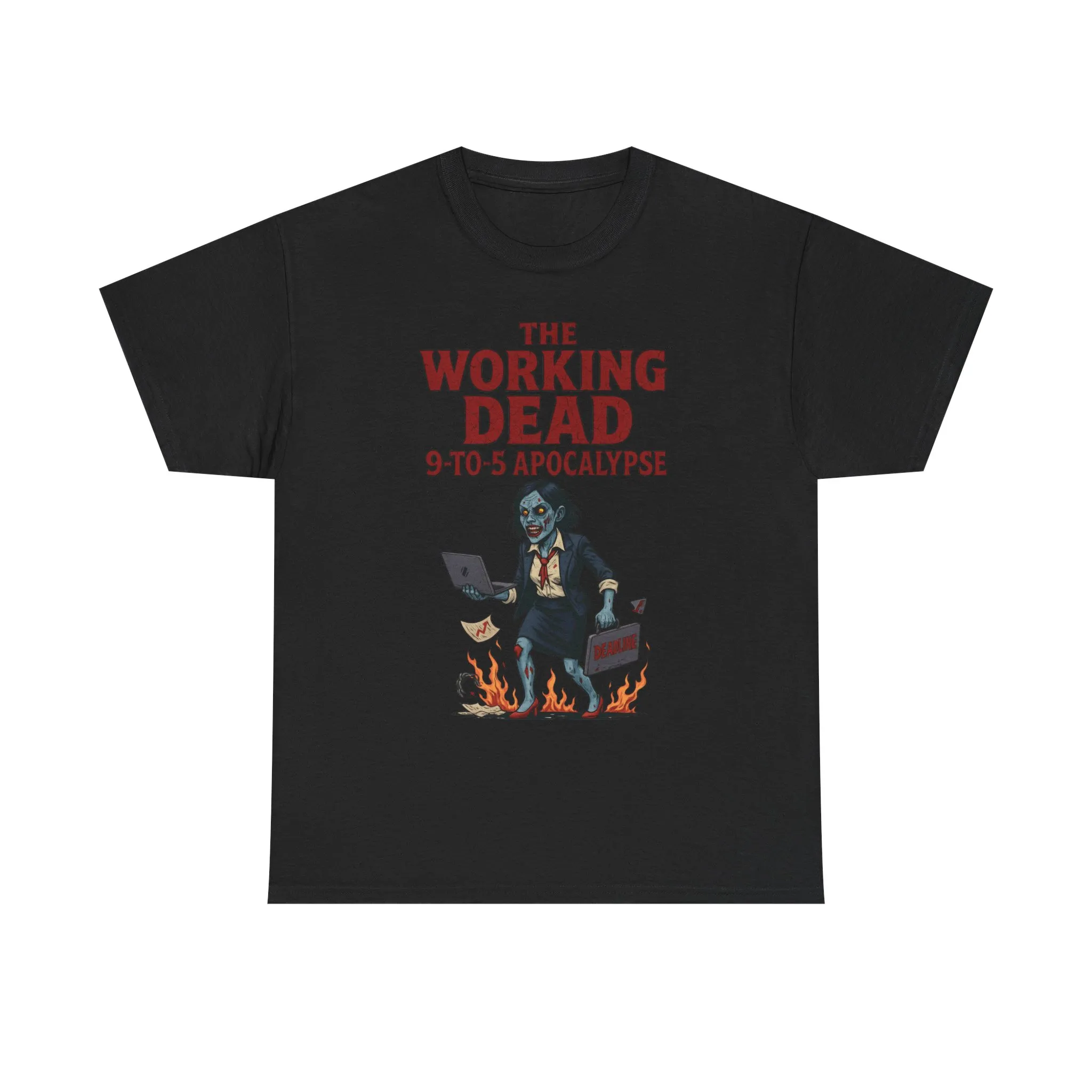 The Working Dead 9-to-5 Apocalypse Women's T-Shirt, Horror Office Zombie Top, Halloween Office Humor - Image 6