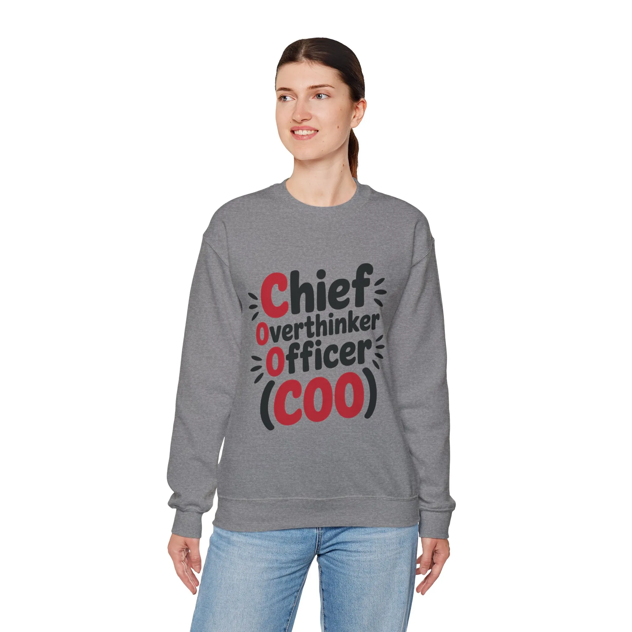 Chief Overthinker Officer Women's Sweatshirt, COO Funny Office Humor Graphic Pullover, Women's Heavy Blend™ Crewneck Sweatshirt - Image 12