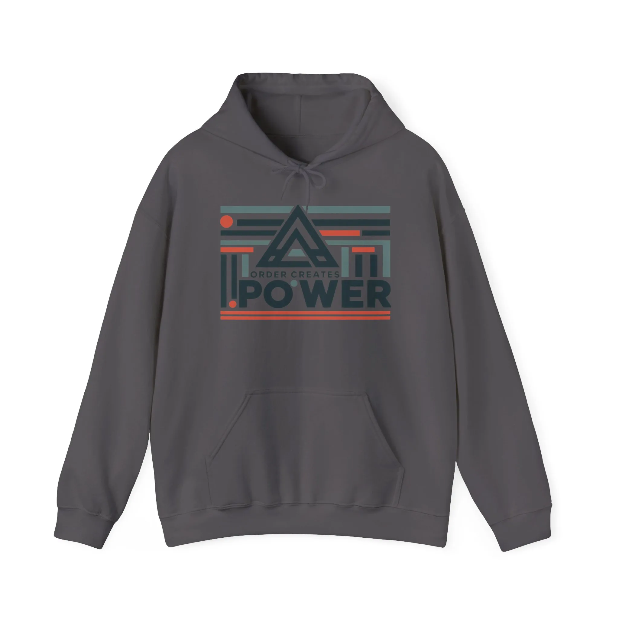 Mens Hoodie Order Creates Power, Geometric Minimal Motivational Graphic Pullover Hoodie, Mens Heavy Blend™ Hooded Sweatshirt - Image 25
