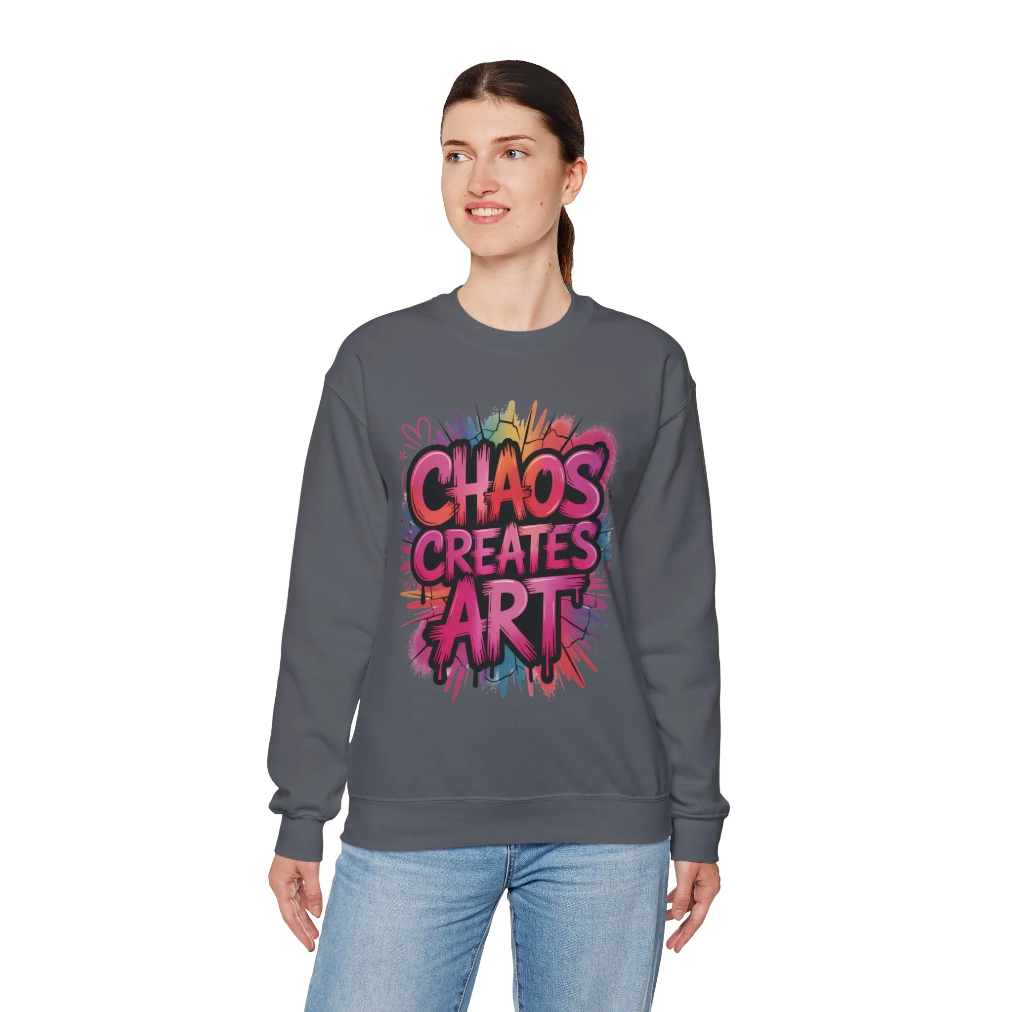 Women's Heavy Blend™ Crewneck Sweatshirt, Chaos Creates Art Graffiti Sweatshirt Women's Oversized - Image 15