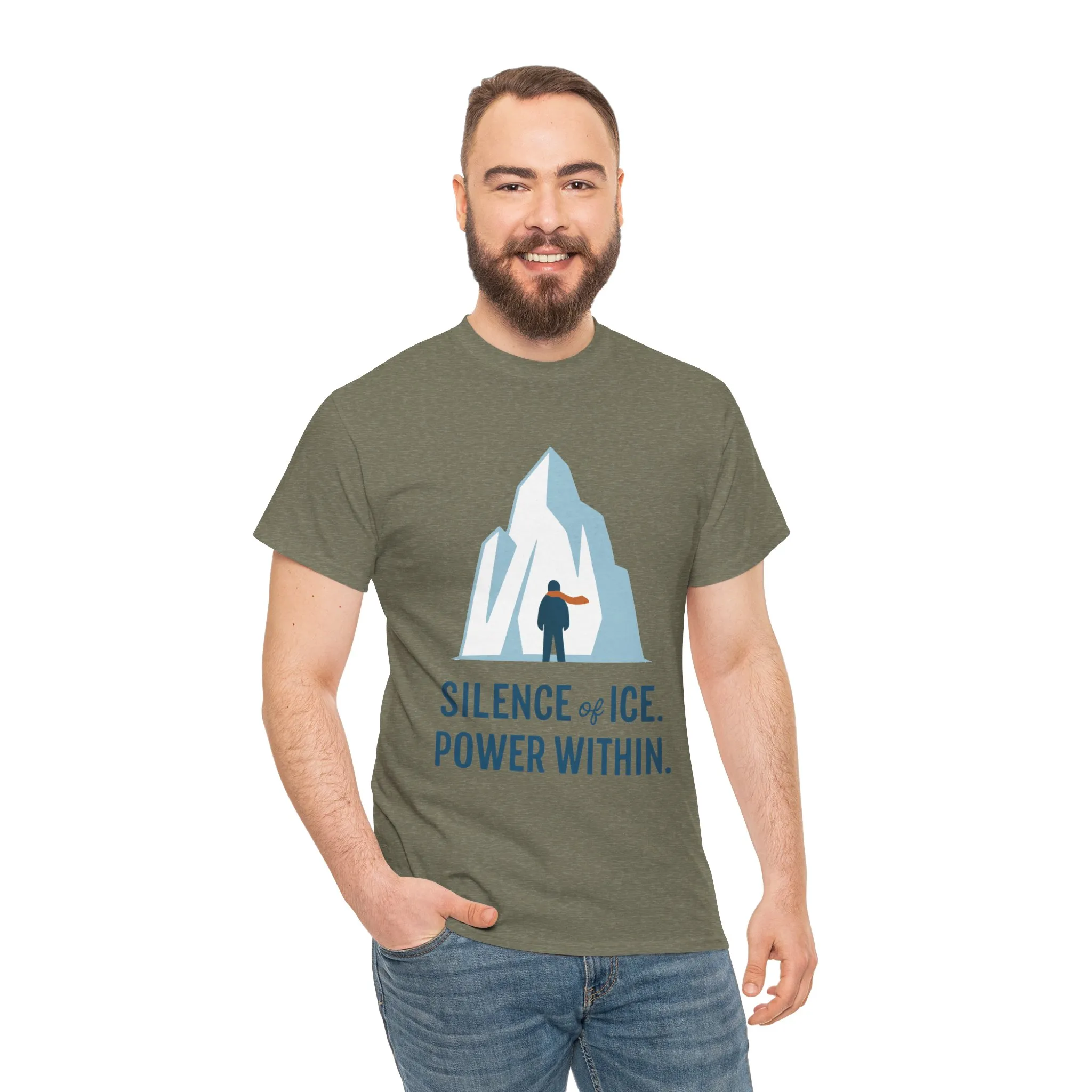 Silence of Ice Power Within Mens T-Shirt, Minimalist Nordic Iceberg Graphic Tee - Image 14