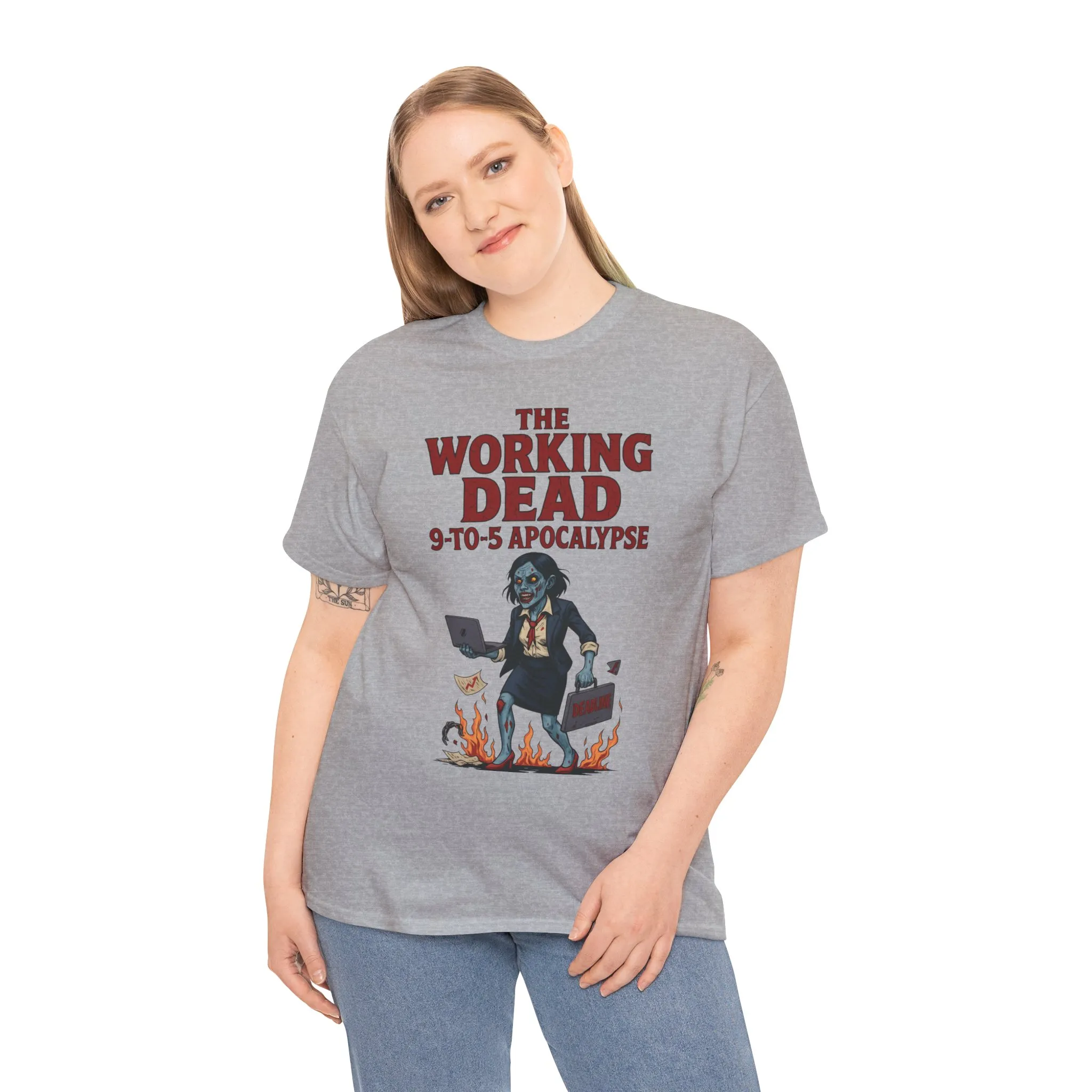 The Working Dead 9-to-5 Apocalypse Women's T-Shirt, Horror Office Zombie Top, Halloween Office Humor - Image 2