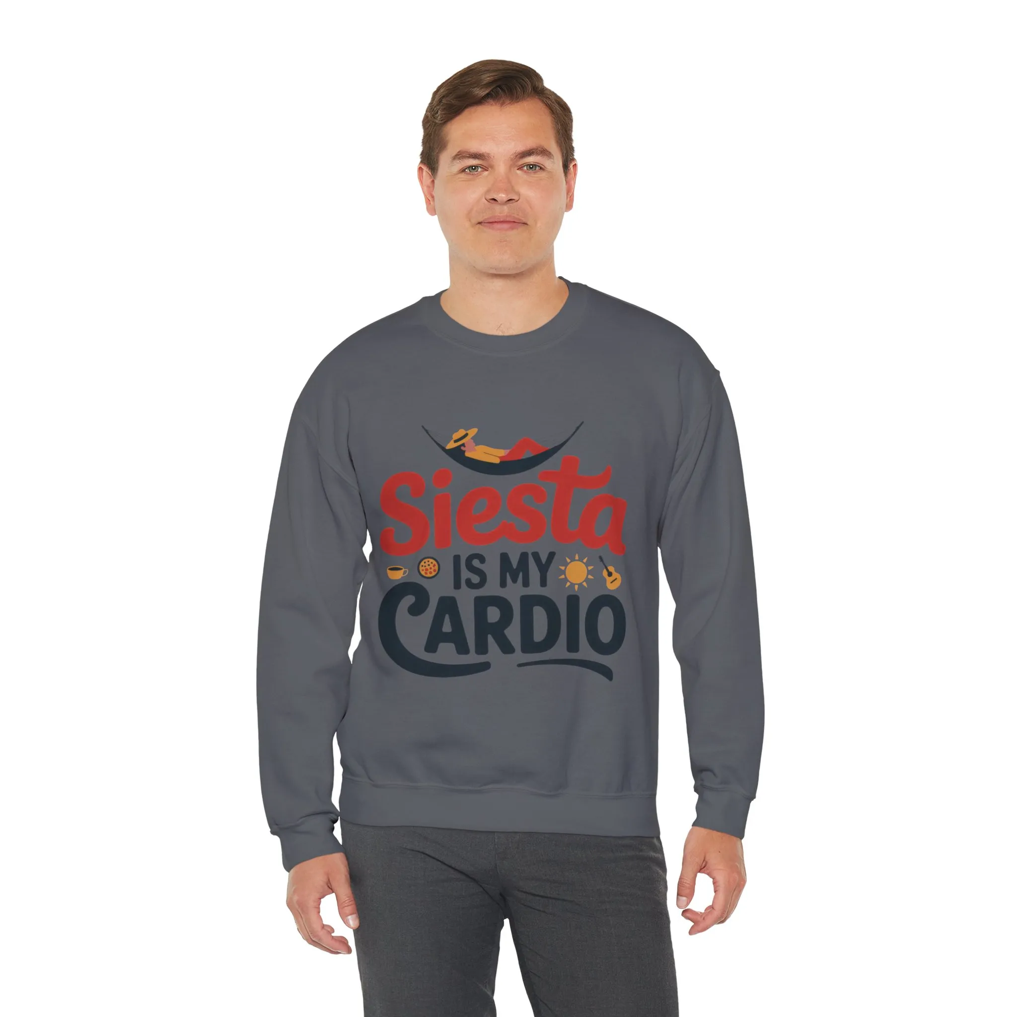 Mens Heavy Blend™ Crewneck Sweatshirt, Siesta Is My Cardio Funny Mens Sweatshirt Spain Gift - Image 24
