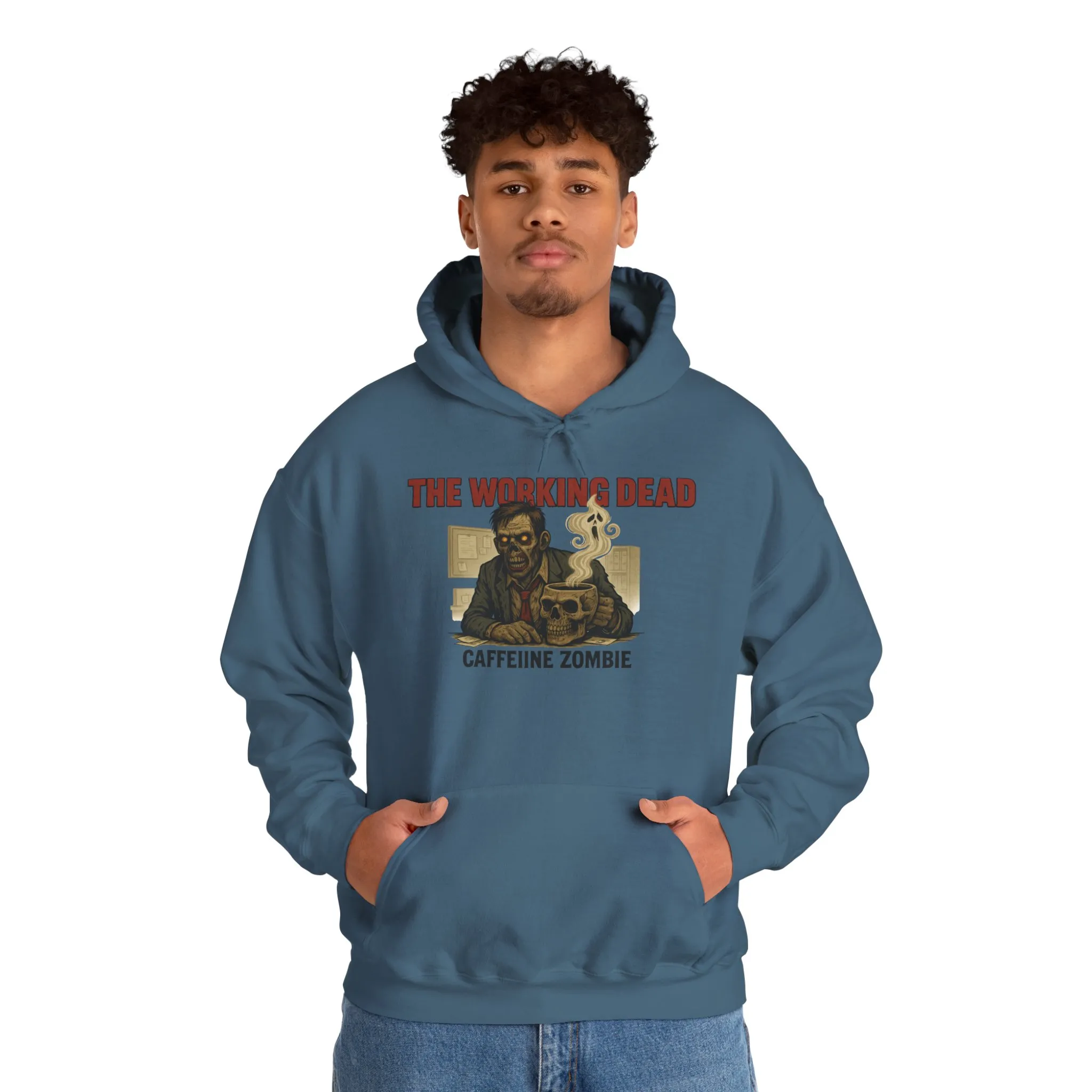 The Working Dead Men's Zombie Hoodie, Funny Office Meeting Sweatshirt, Halloween Zombie Top, Coffee Zombie Hoodie, Halloween Work Top - Image 23